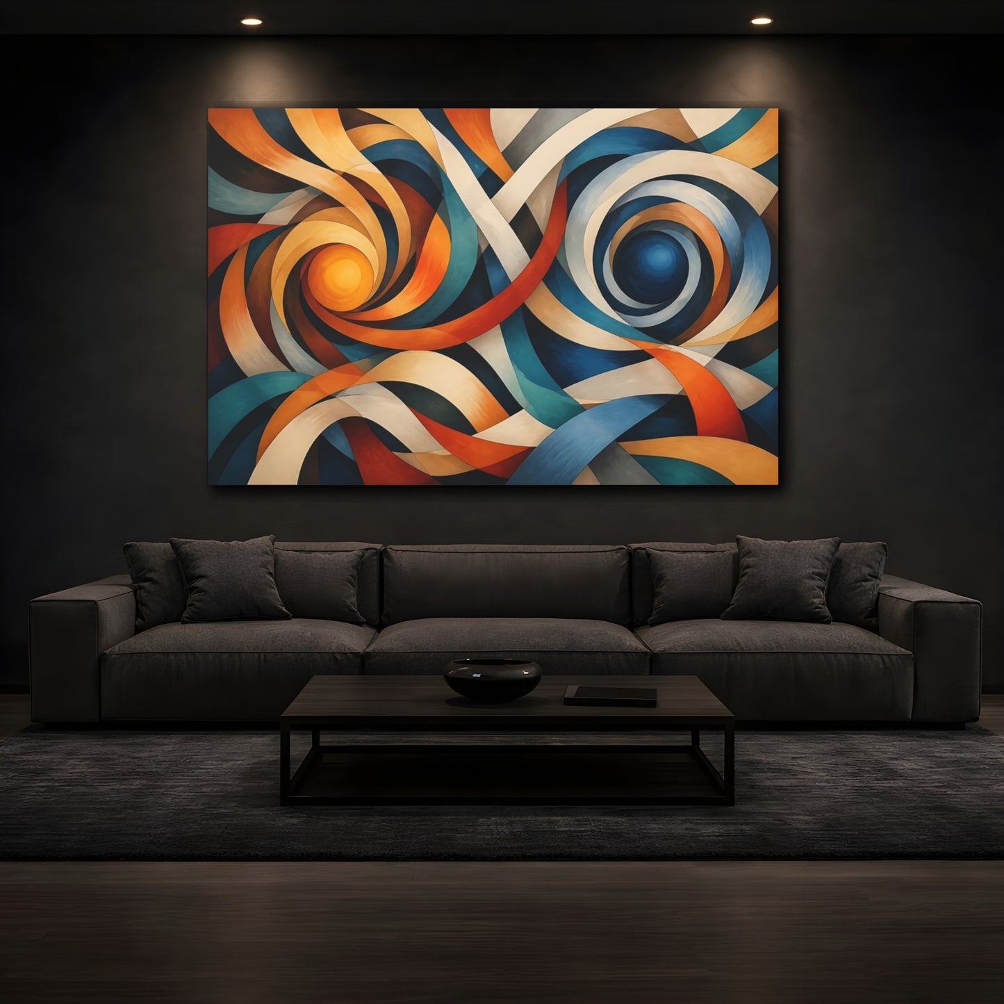 Mockup 3. Twin Ribbon Vortex shown as canvas print