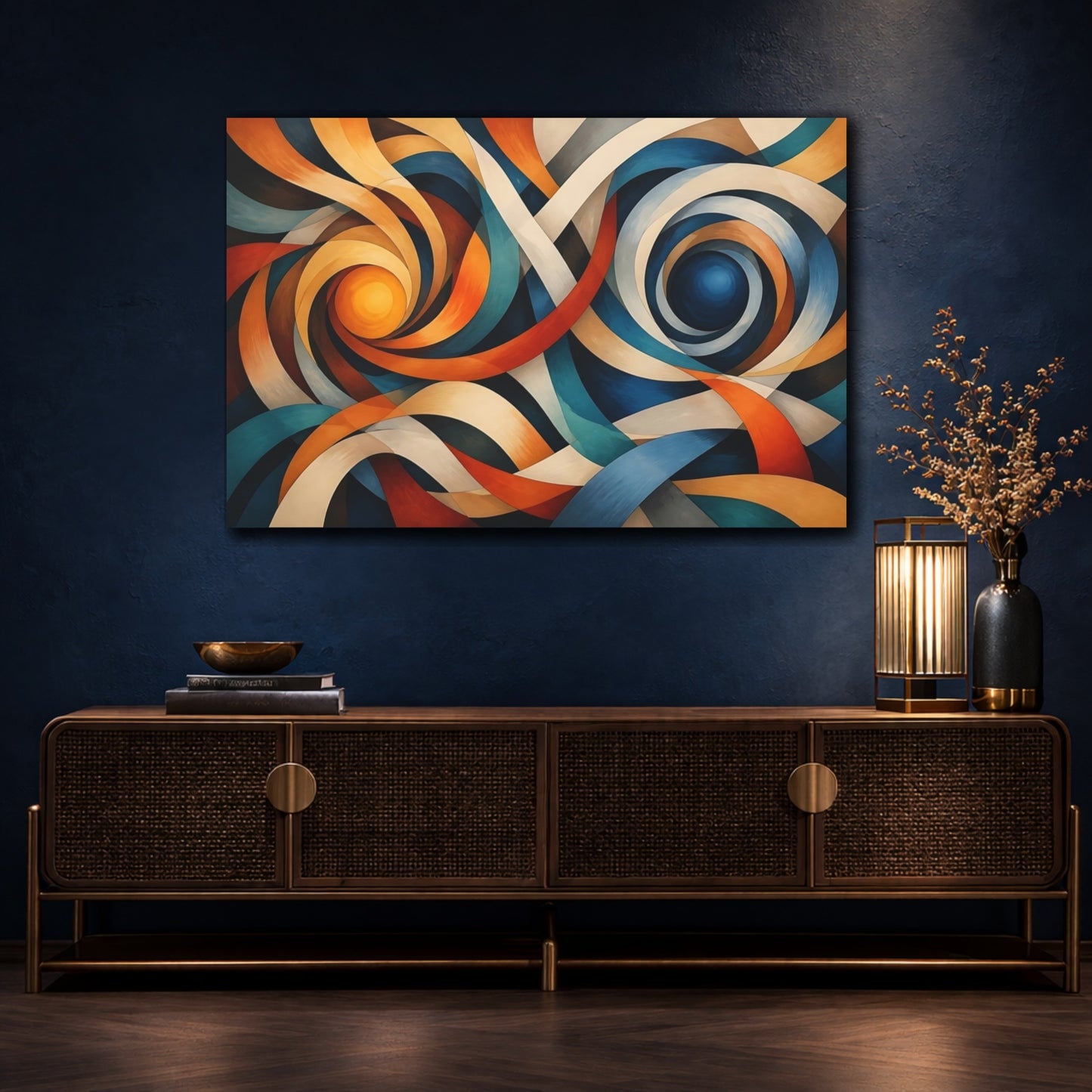 Mockup 4. Twin Ribbon Vortex shown as canvas print