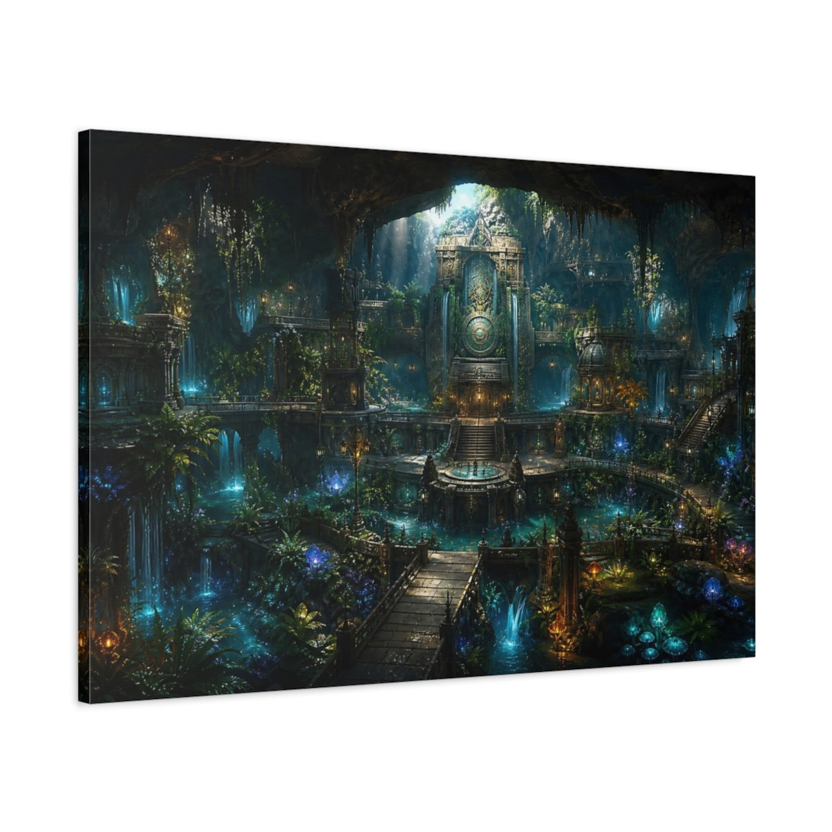 Main Mockup. Underground Temple Oasis shown as canvas print