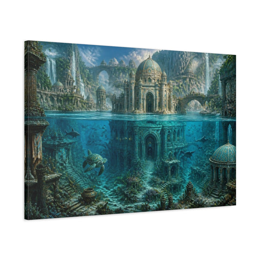 Main Mockup. Underwater Temple City shown as canvas print