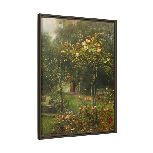 Unter Rosen Flowers Canvas Wall Art Print - Hugo Charlemont Colorful Flower Garden - YesArtYes