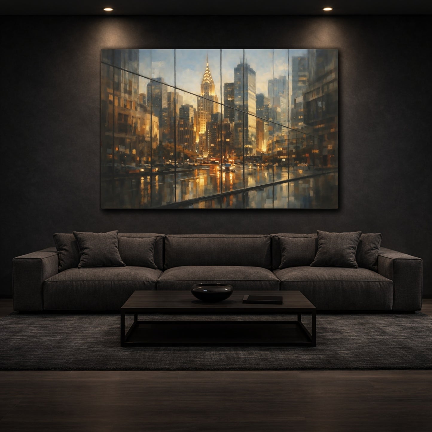 Mockup 2. Urban Glass Reflection Sharp Highlight shown as stretched canvas wall art