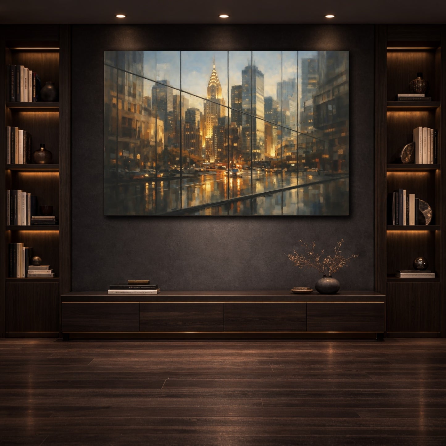 Mockup 3. Urban Glass Reflection Sharp Highlight shown as stretched canvas wall art