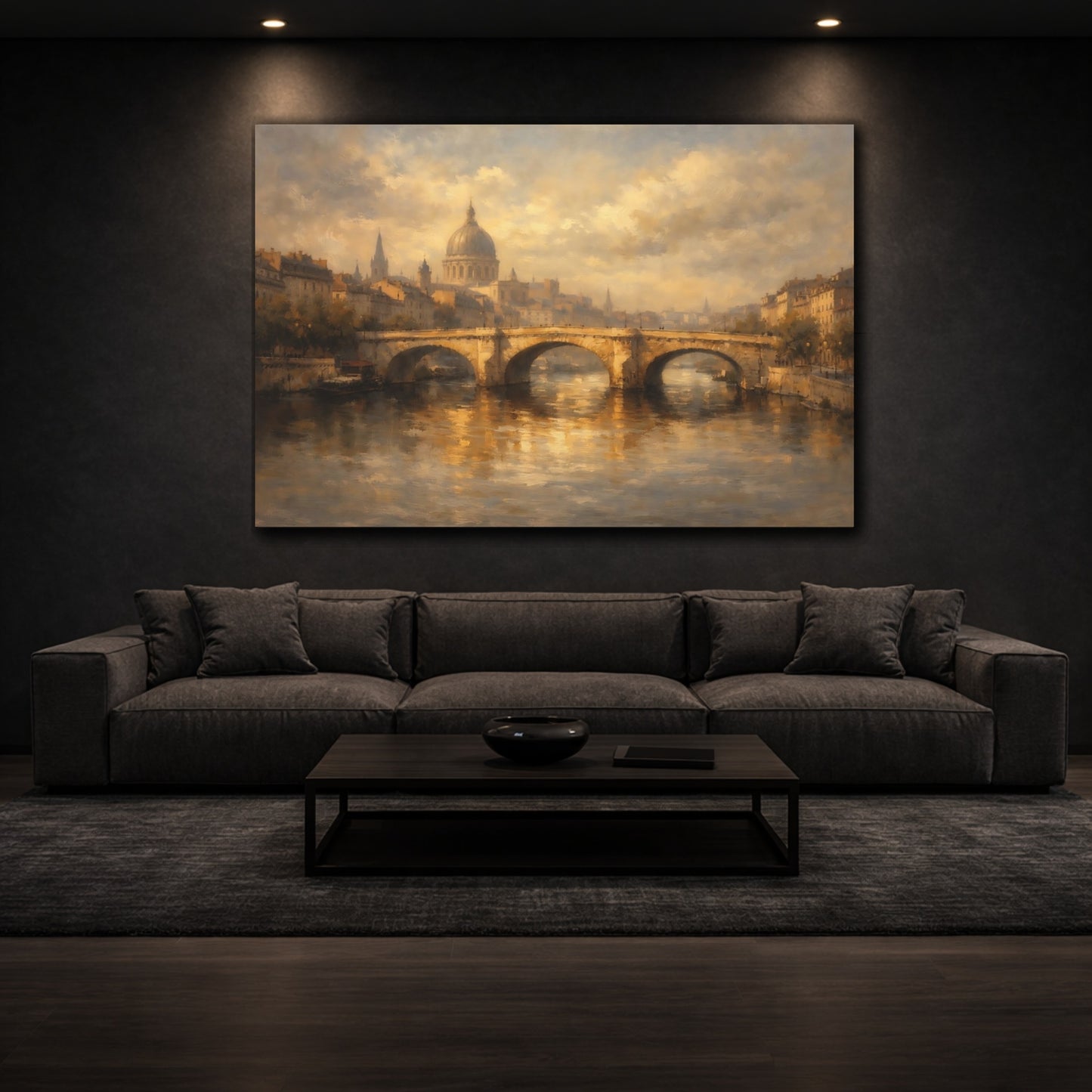 Mockup 2. Urban Heavy Plaster Texture Dramatic Light shown as stretched canvas wall art