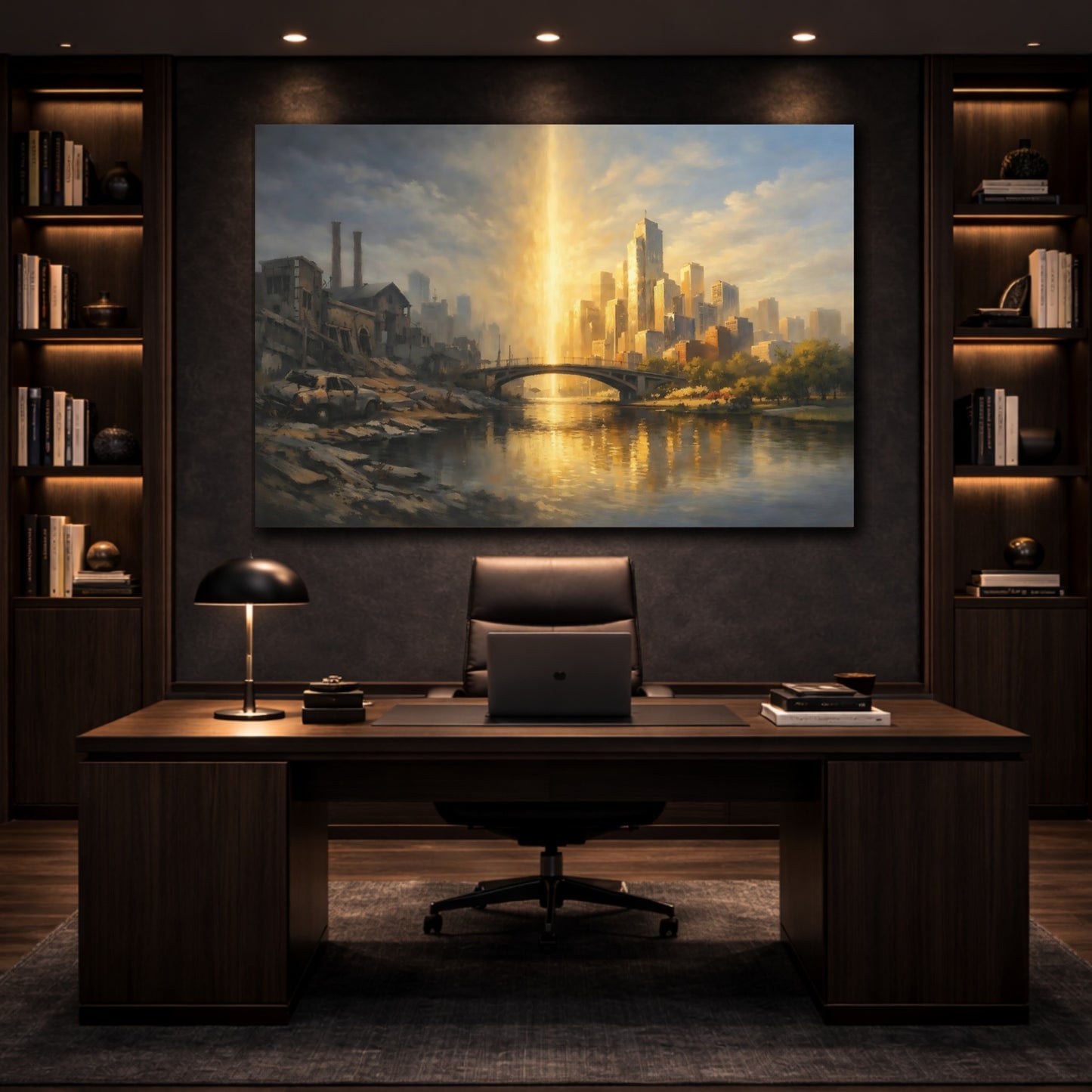 Mockup 4. Urban Opposition Dramatic Split Scene shown as stretched canvas wall art