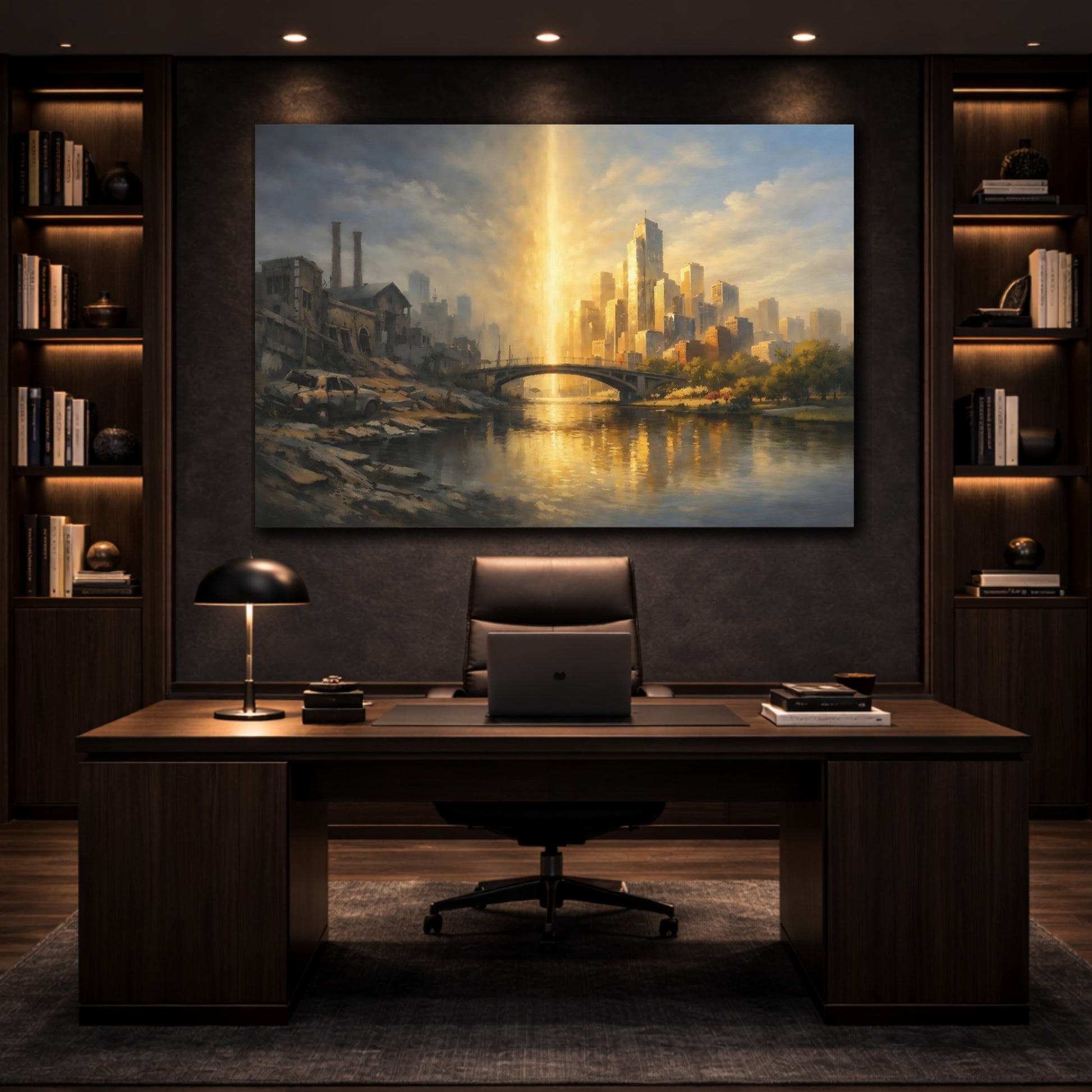 Mockup 4. Urban Opposition Dramatic Split Scene shown as stretched canvas wall art