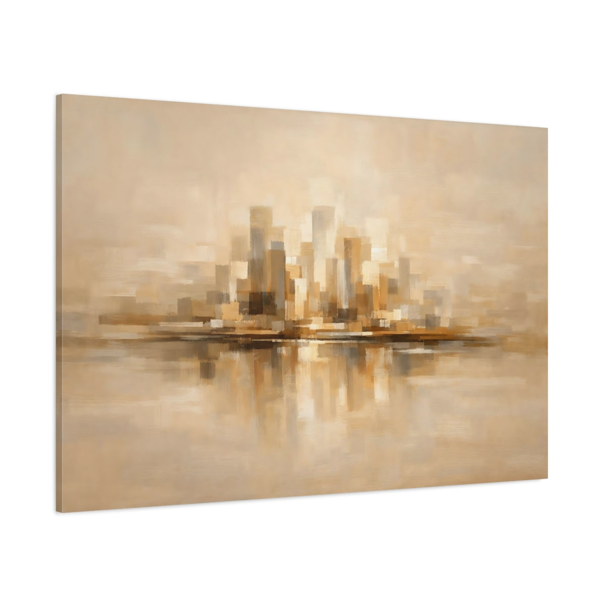 Main Mockup. Urban Warm Beige Abstract Flow shown as stretched canvas wall art