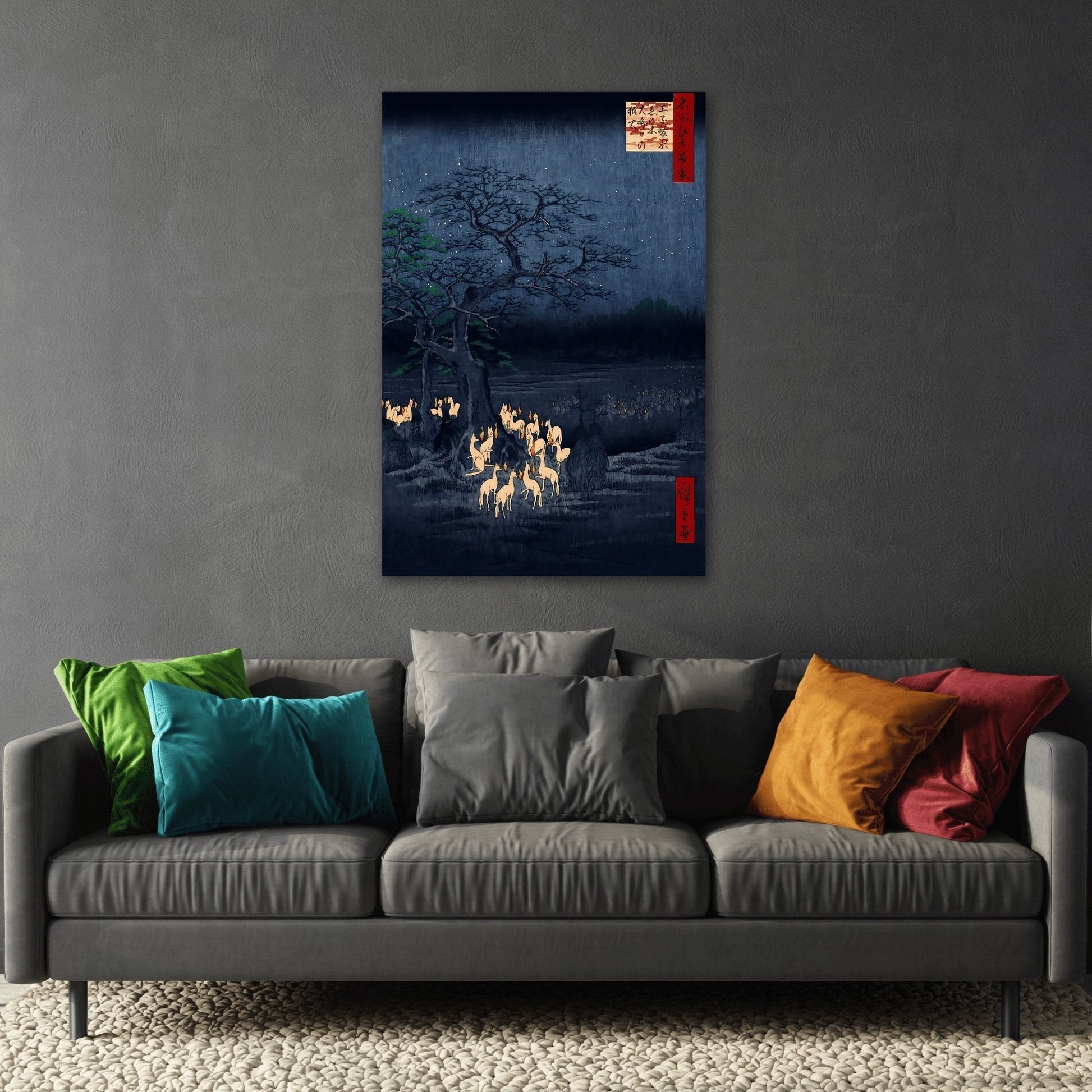 Utagawa Hiroshige Kitsunebi New Years Night - Canvas Wall Art Print