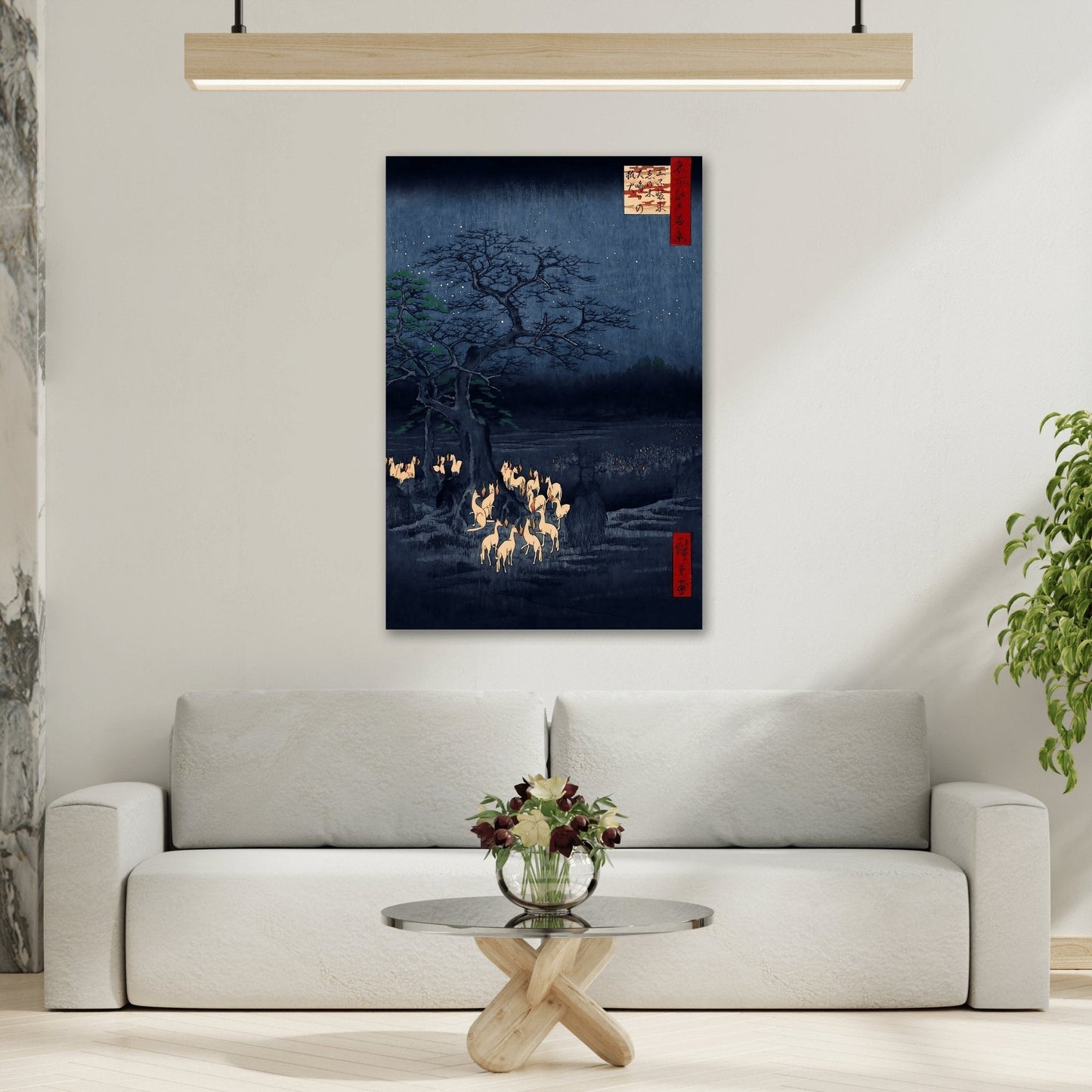 Utagawa Hiroshige Kitsunebi New Years Night - Canvas Wall Art Print