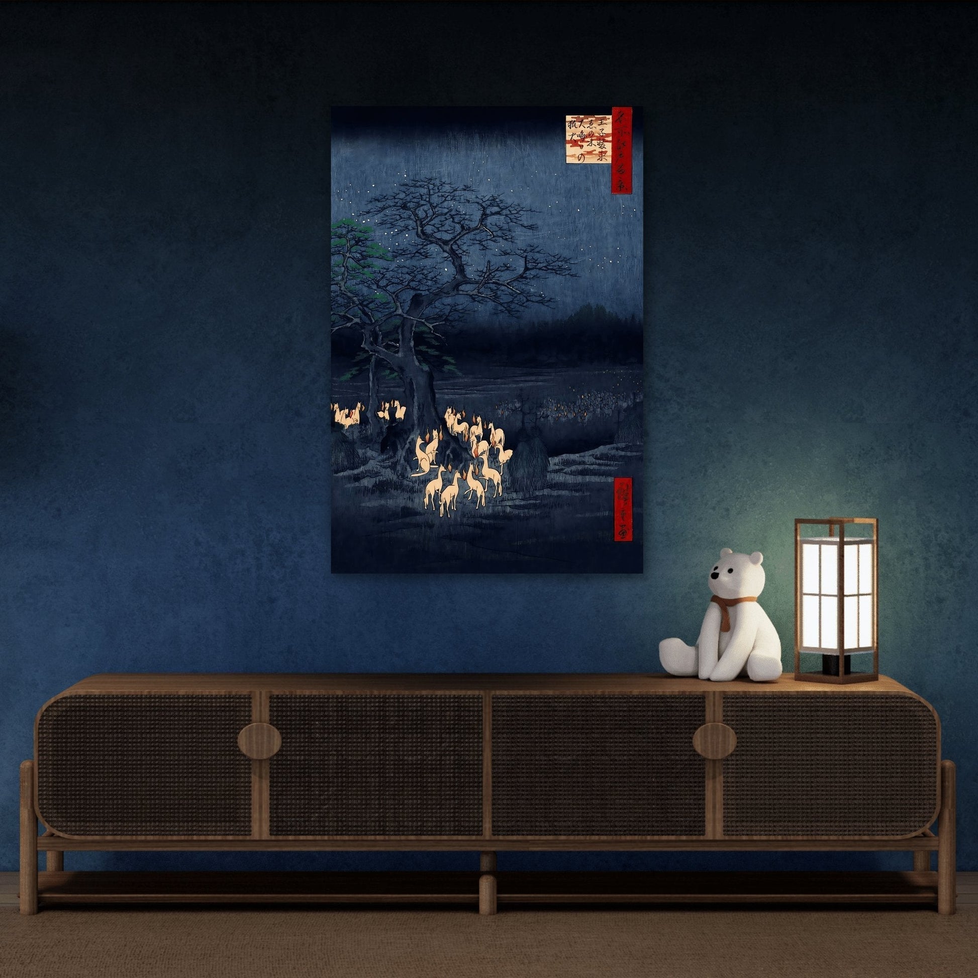 Utagawa Hiroshige Kitsunebi New Years Night - Canvas Wall Art Print