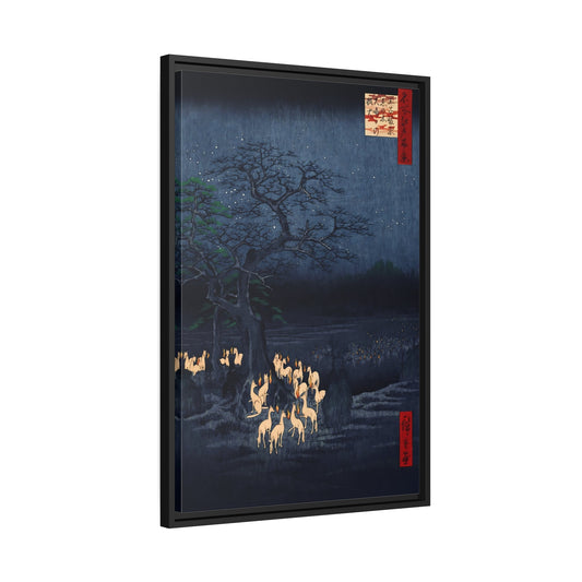 Utagawa Hiroshige Kitsunebi New Years Night - Framed Canvas Print