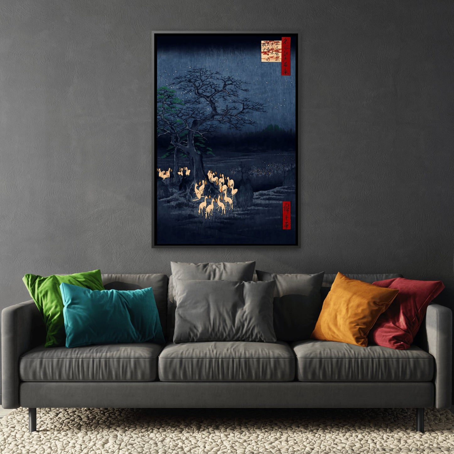 Utagawa Hiroshige Kitsunebi New Years Night - Framed Canvas Print