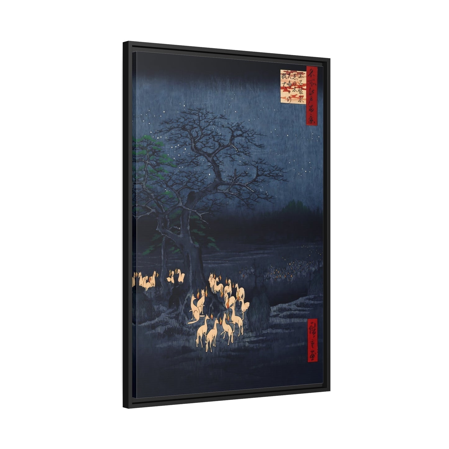 Utagawa Hiroshige Kitsunebi New Years Night - Framed Canvas Print