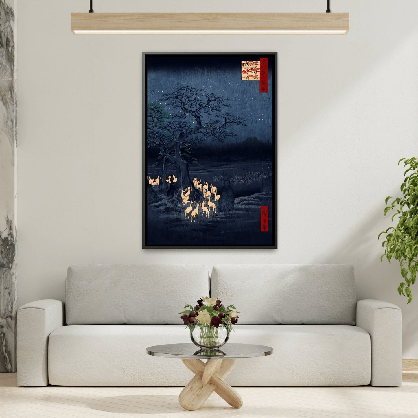 Utagawa Hiroshige Kitsunebi New Years Night - Framed Canvas Print