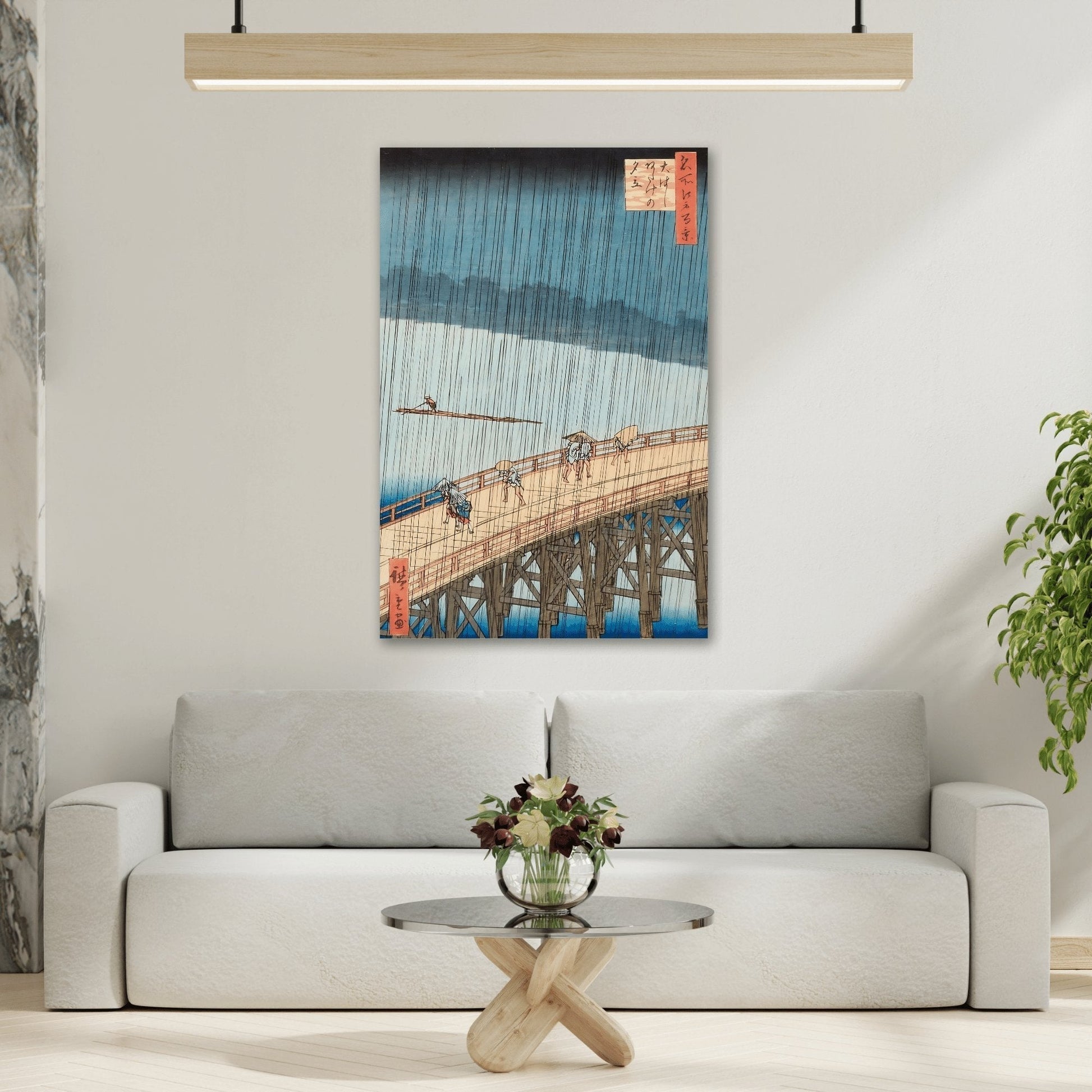 Utagawa Hiroshige Shower Shin-Ohashi Bridge - Canvas Wall Art Print