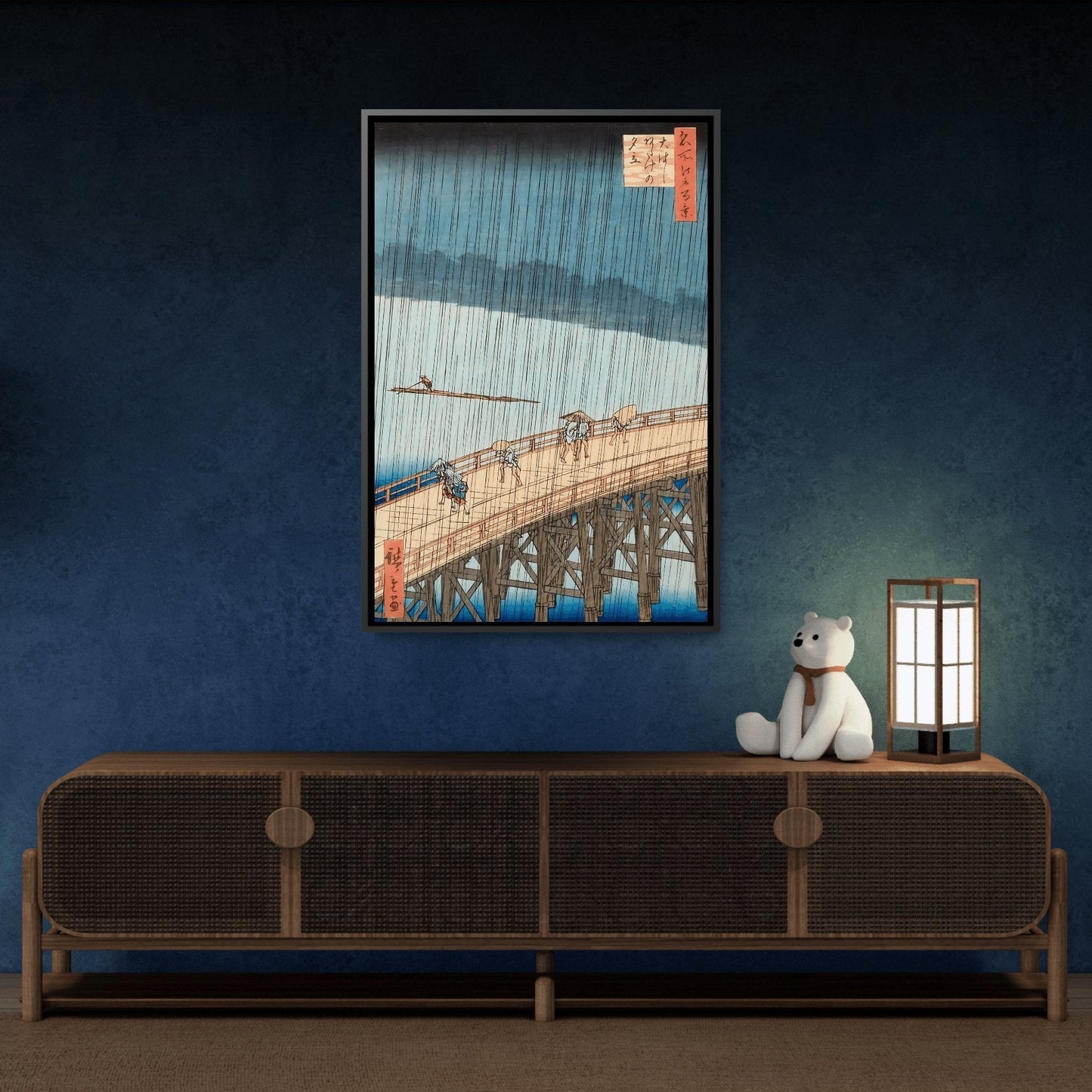 Utagawa Hiroshige Sudden Shower - Framed Canvas Print Artwork