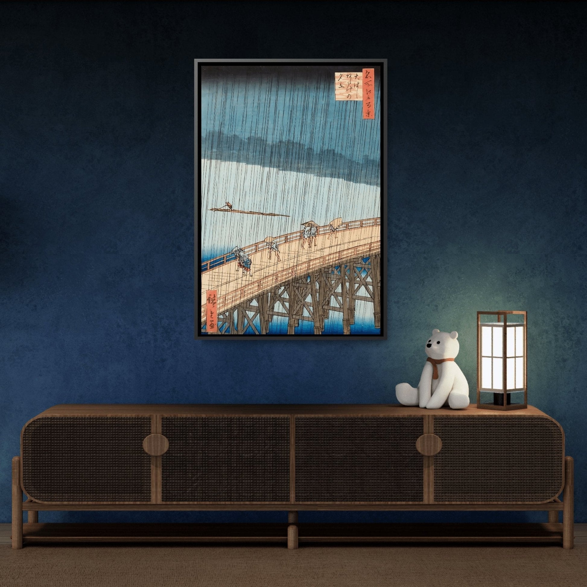 Utagawa Hiroshige Sudden Shower - Framed Canvas Print Artwork