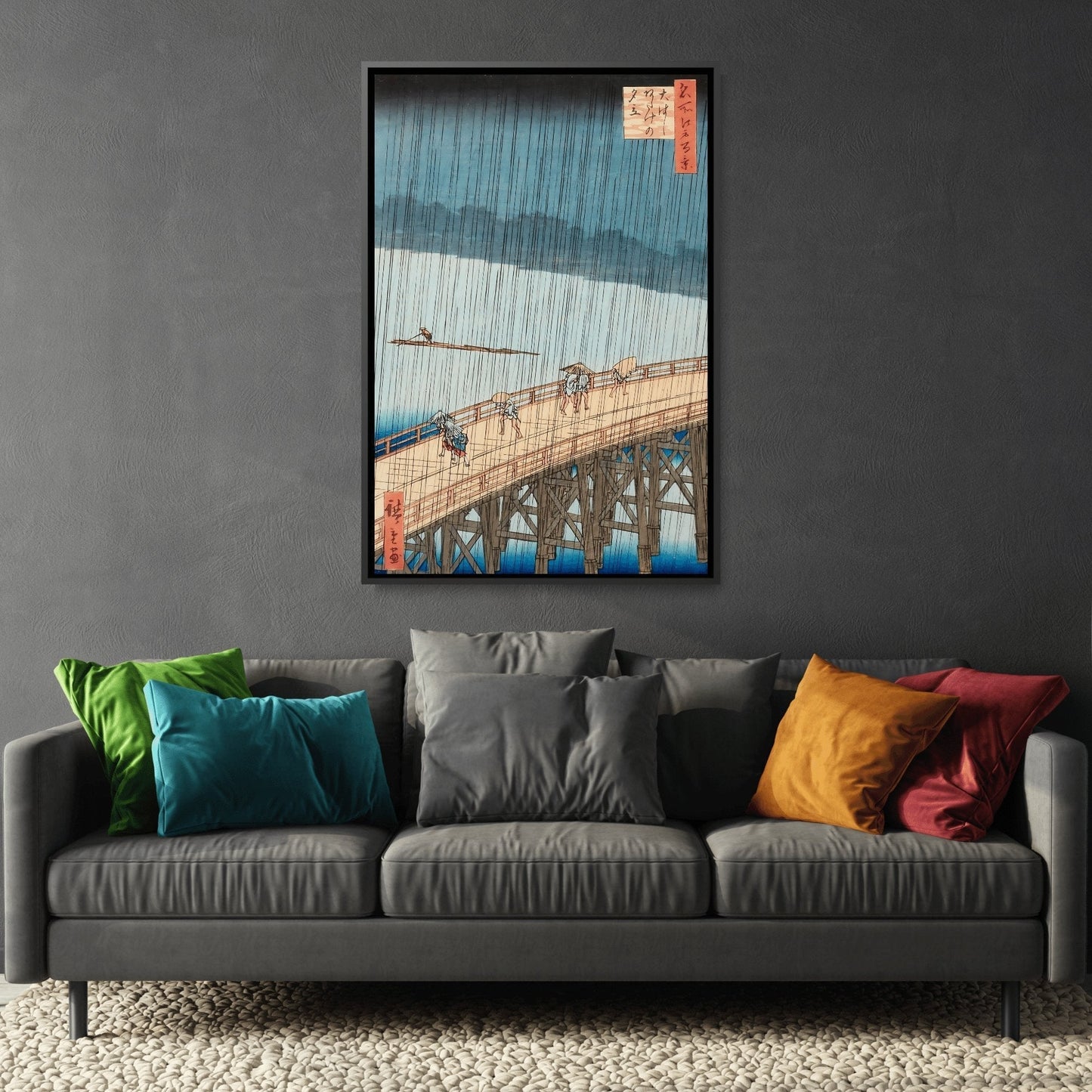Utagawa Hiroshige Sudden Shower - Framed Canvas Print Artwork