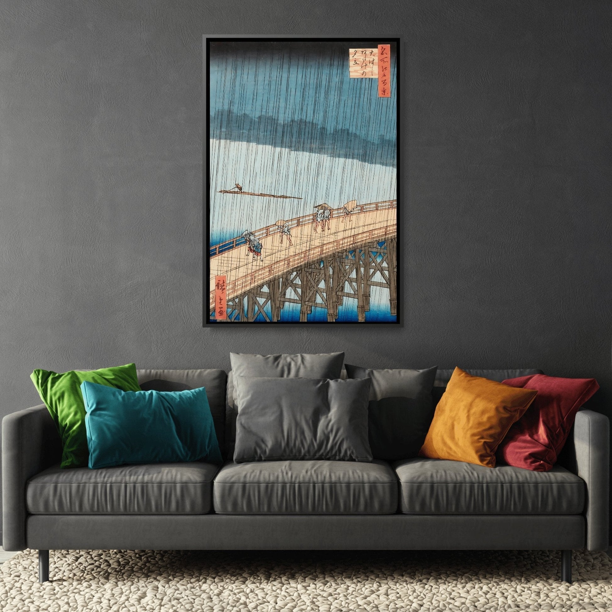 Utagawa Hiroshige Sudden Shower - Framed Canvas Print Artwork