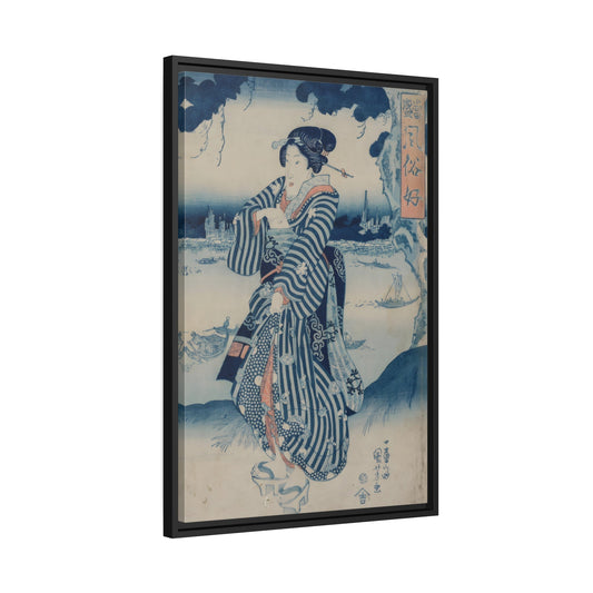 Utagawa Kuniyoshi Geisha - Framed Canvas Wall Art Reproduction