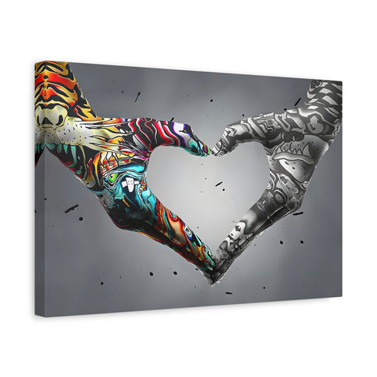 Valentine Love in Hands Graffiti Canvas Wall Art Print - YesArtYes