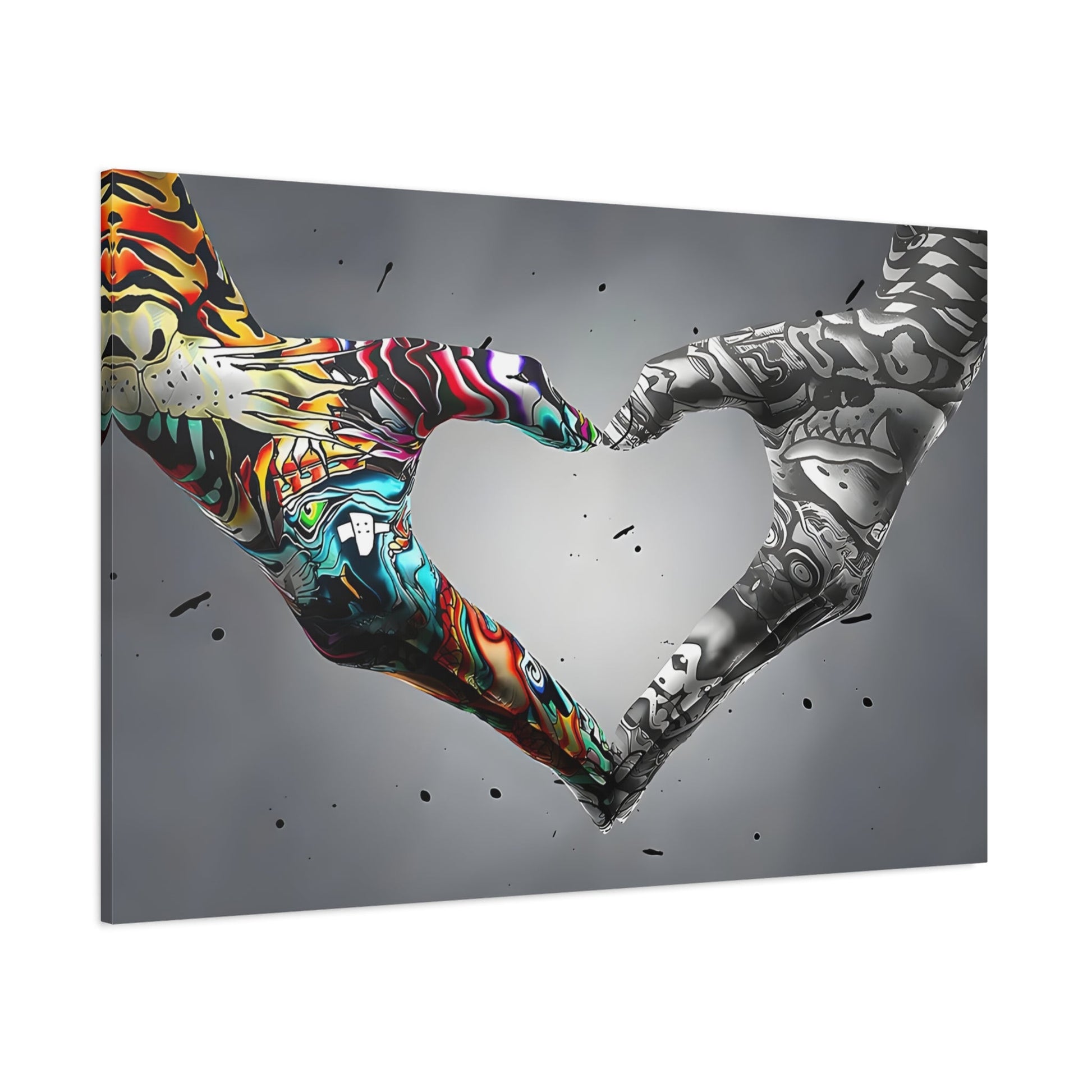 Valentine Love in Hands Graffiti Canvas Wall Art Print - YesArtYes