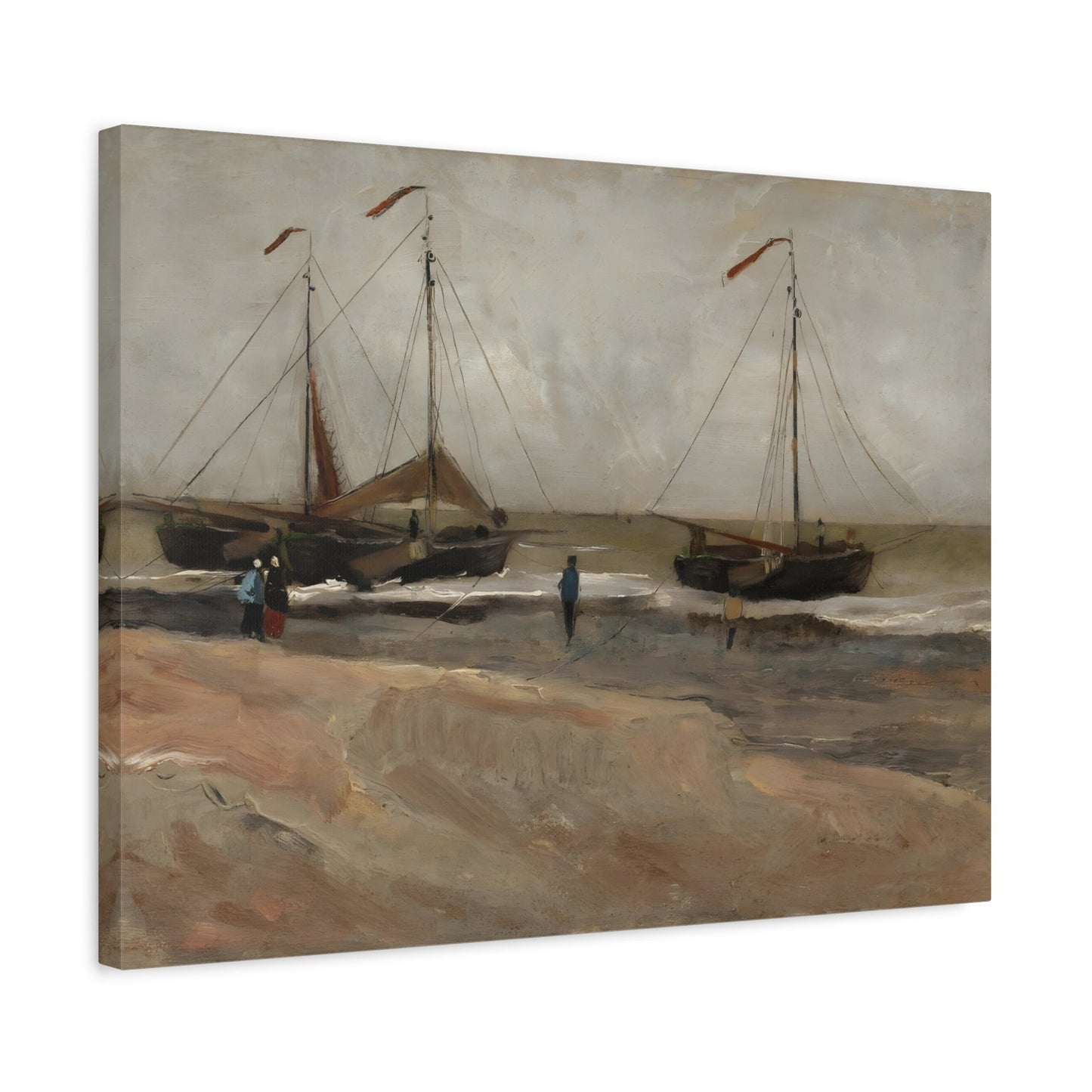 Van Gogh Beach Boats Landscape Canvas Print - Famous Artist Framed Wall Art Reproduction