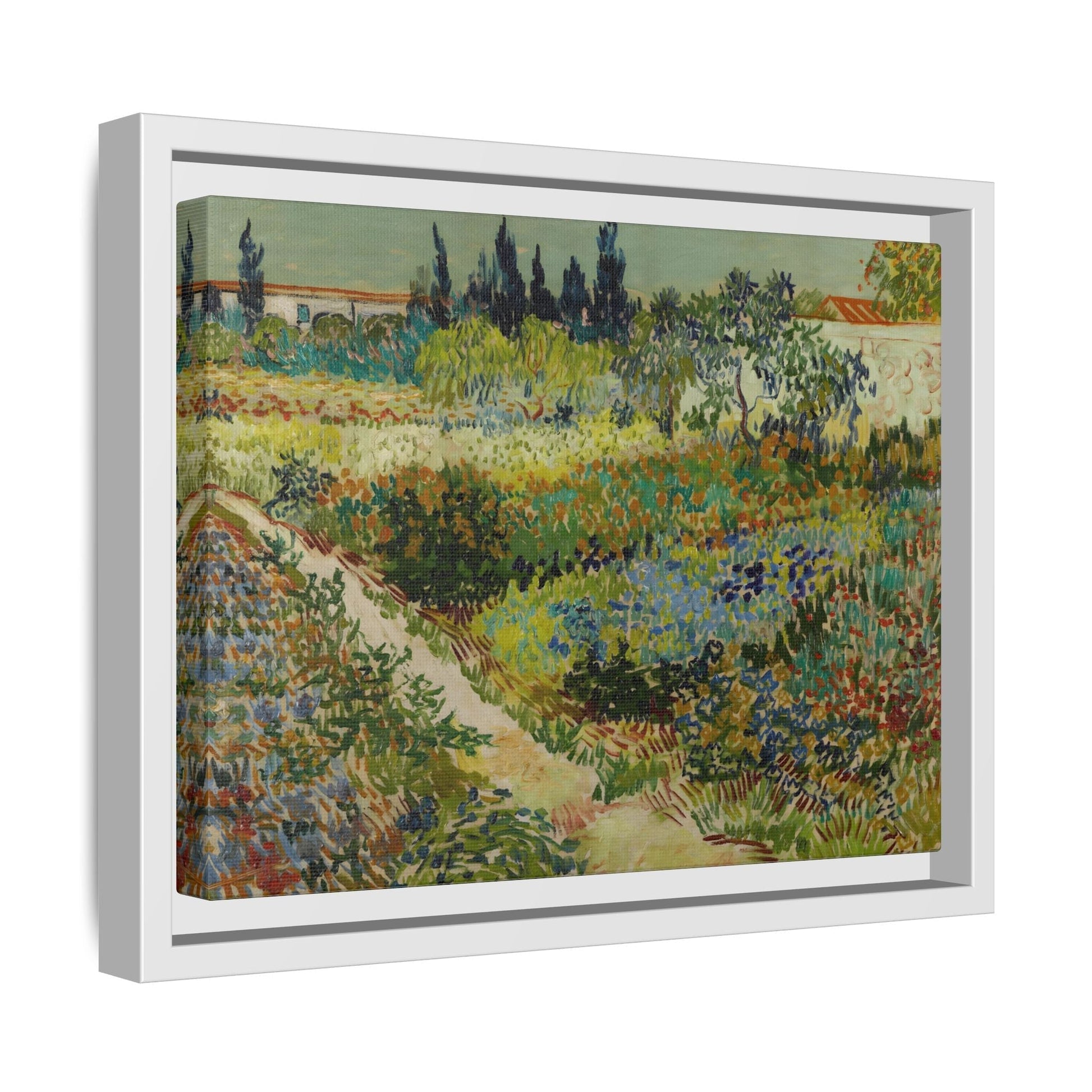 Van Gogh Garden at Arles Canvas Print - Colorful Wall Art in Frame