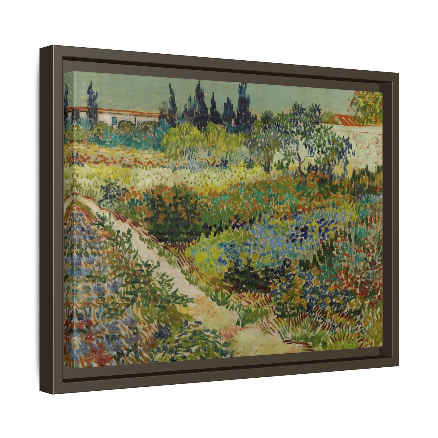 Van Gogh Garden at Arles Canvas Print - Colorful Wall Art in Frame