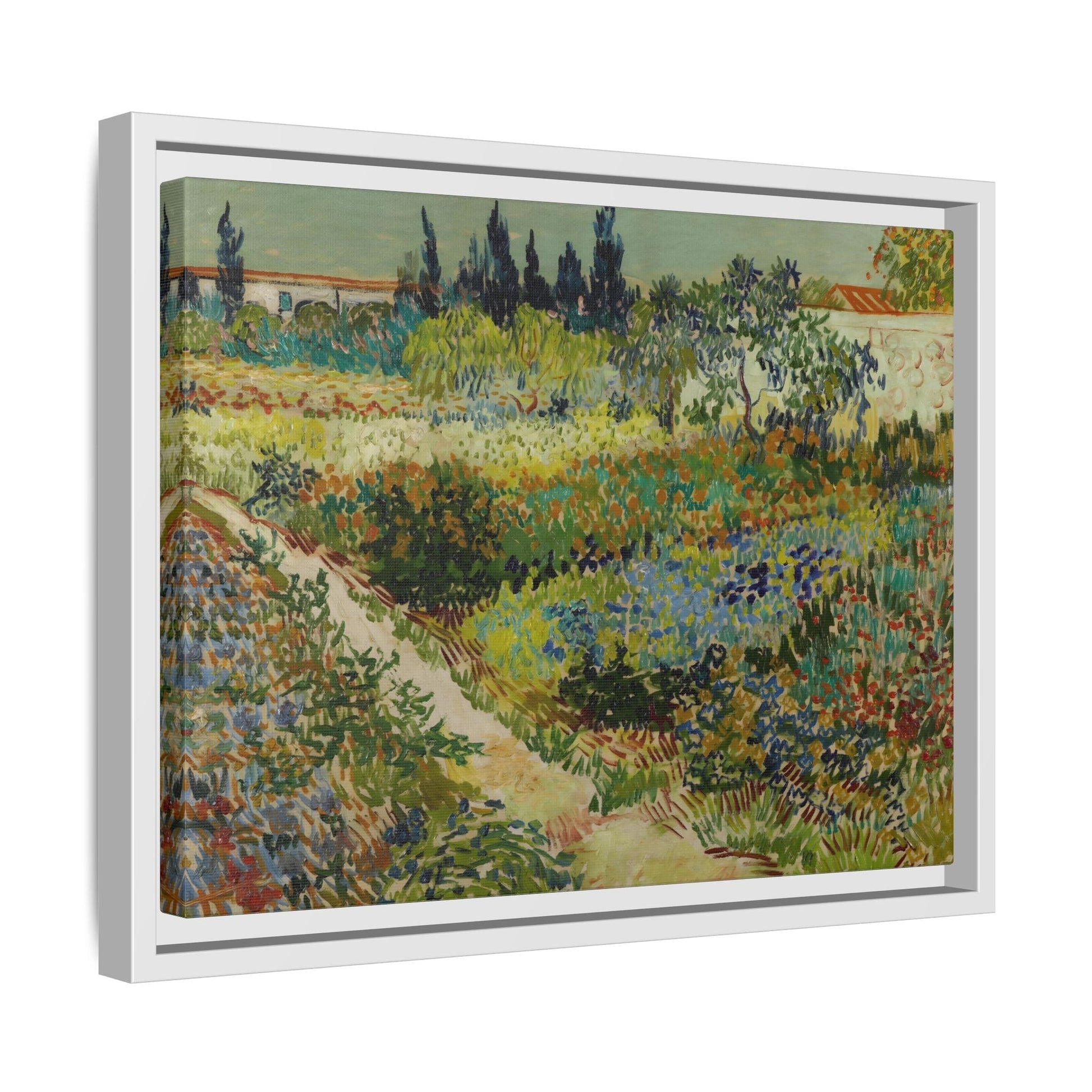 Van Gogh Garden at Arles Canvas Print - Colorful Wall Art in Frame