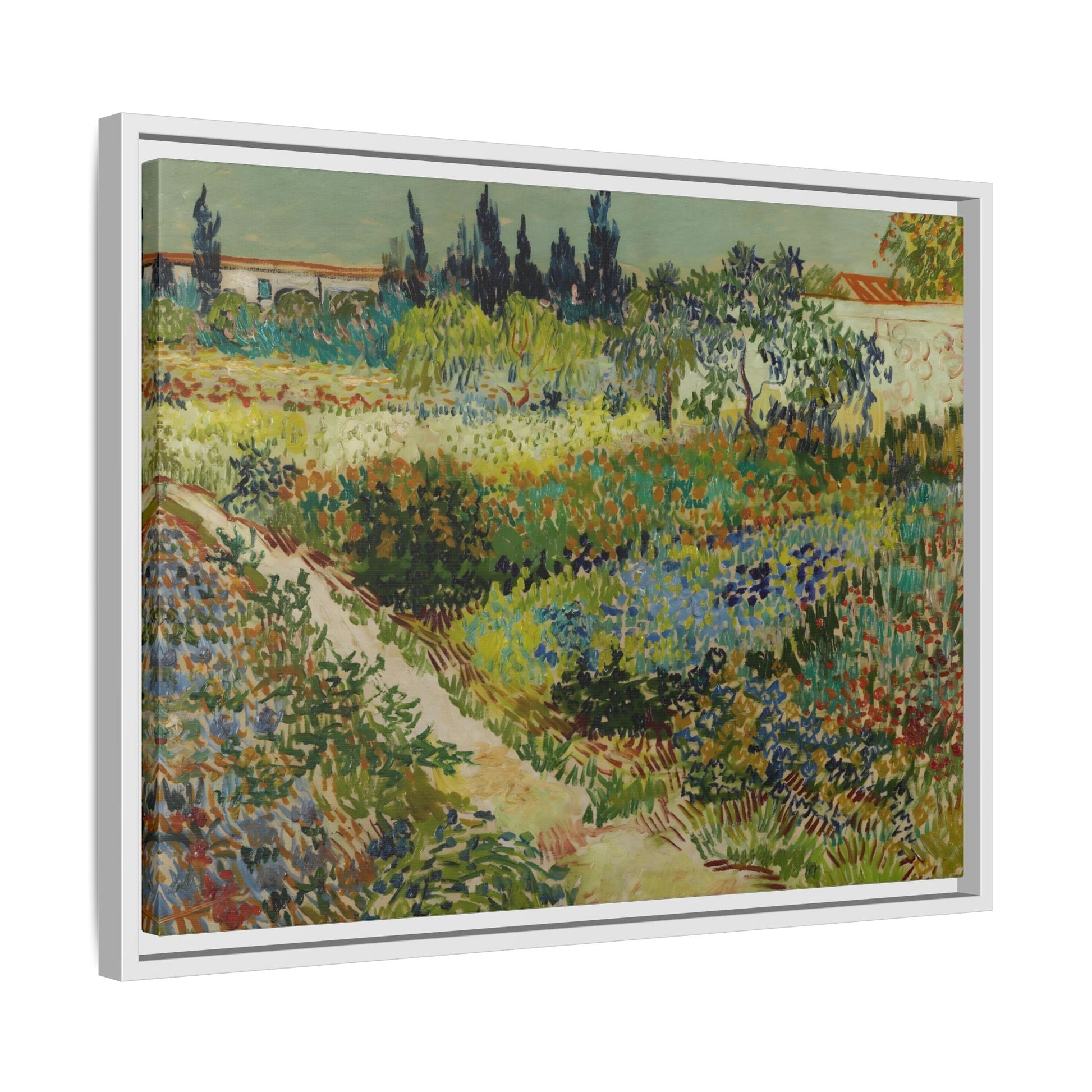 Van Gogh Garden at Arles Canvas Print - Colorful Wall Art in Frame