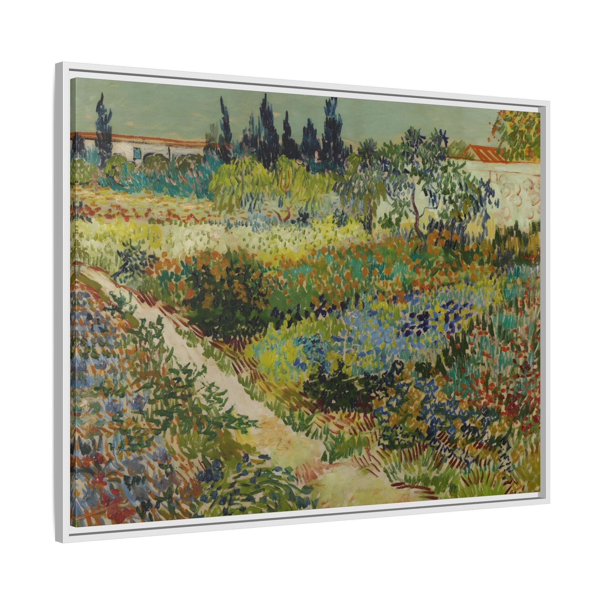 Van Gogh Garden at Arles Canvas Print - Colorful Wall Art in Frame