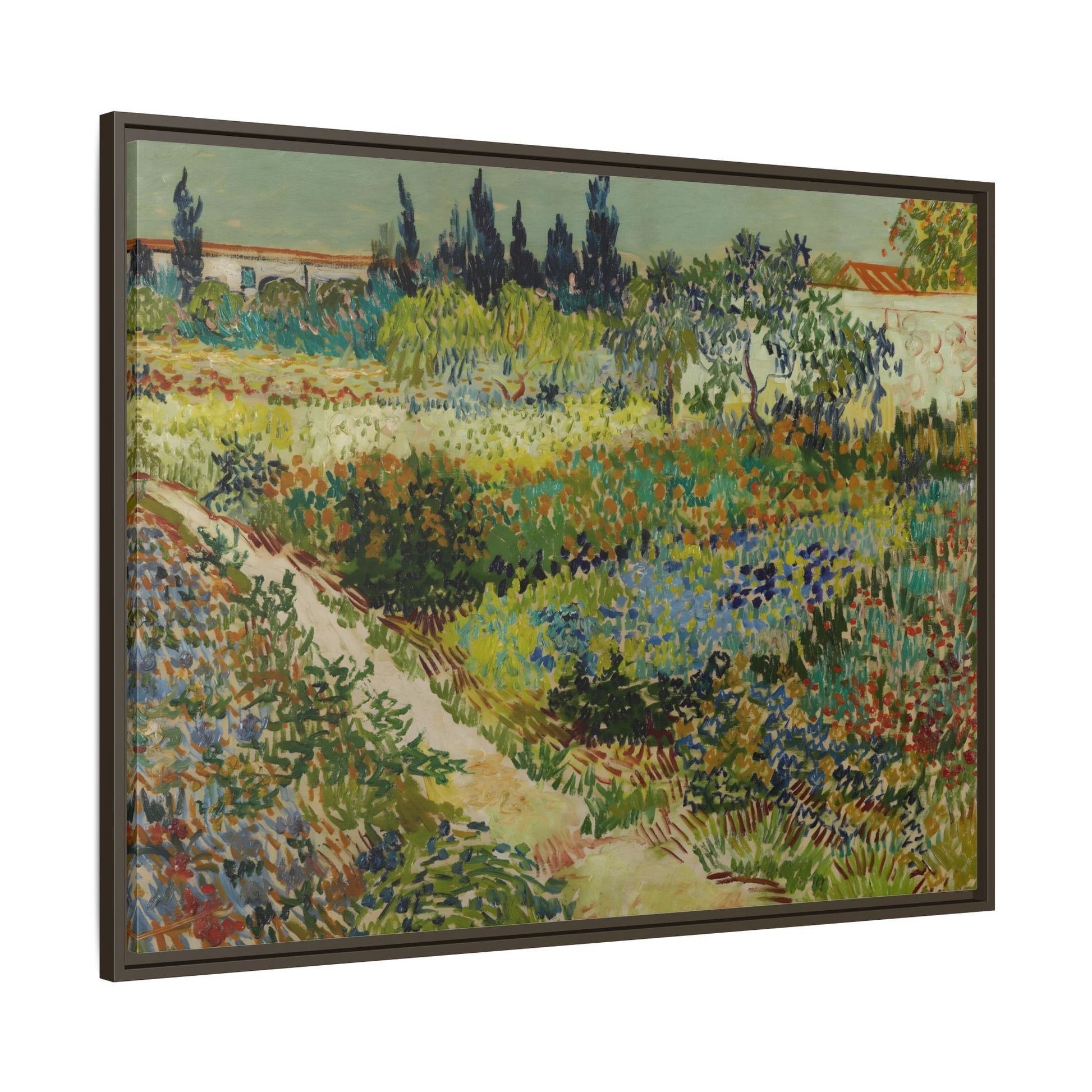 Van Gogh Garden at Arles Canvas Print - Colorful Wall Art in Frame