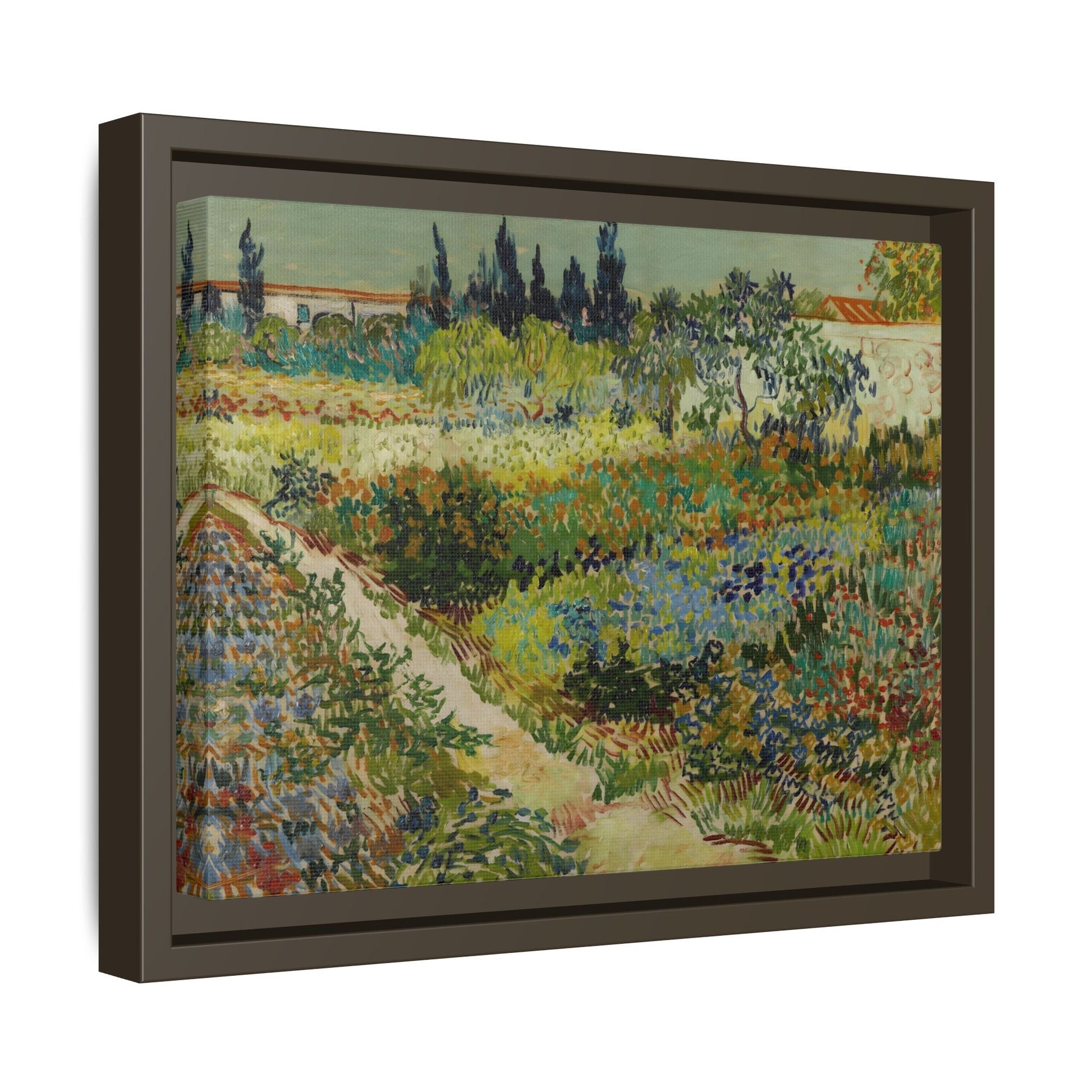 Van Gogh Garden at Arles Canvas Print - Colorful Wall Art in Frame