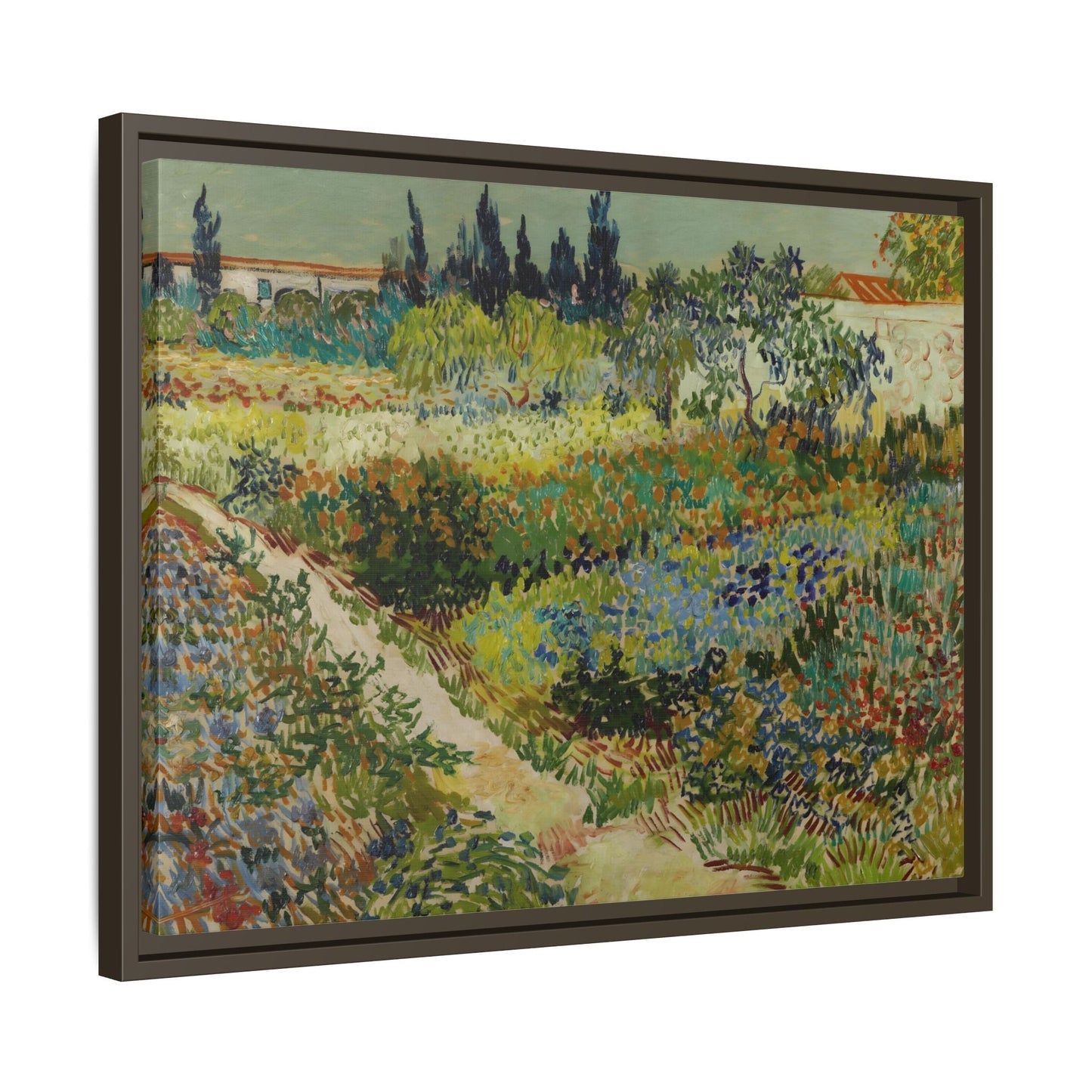 Van Gogh Garden at Arles Canvas Print - Colorful Wall Art in Frame