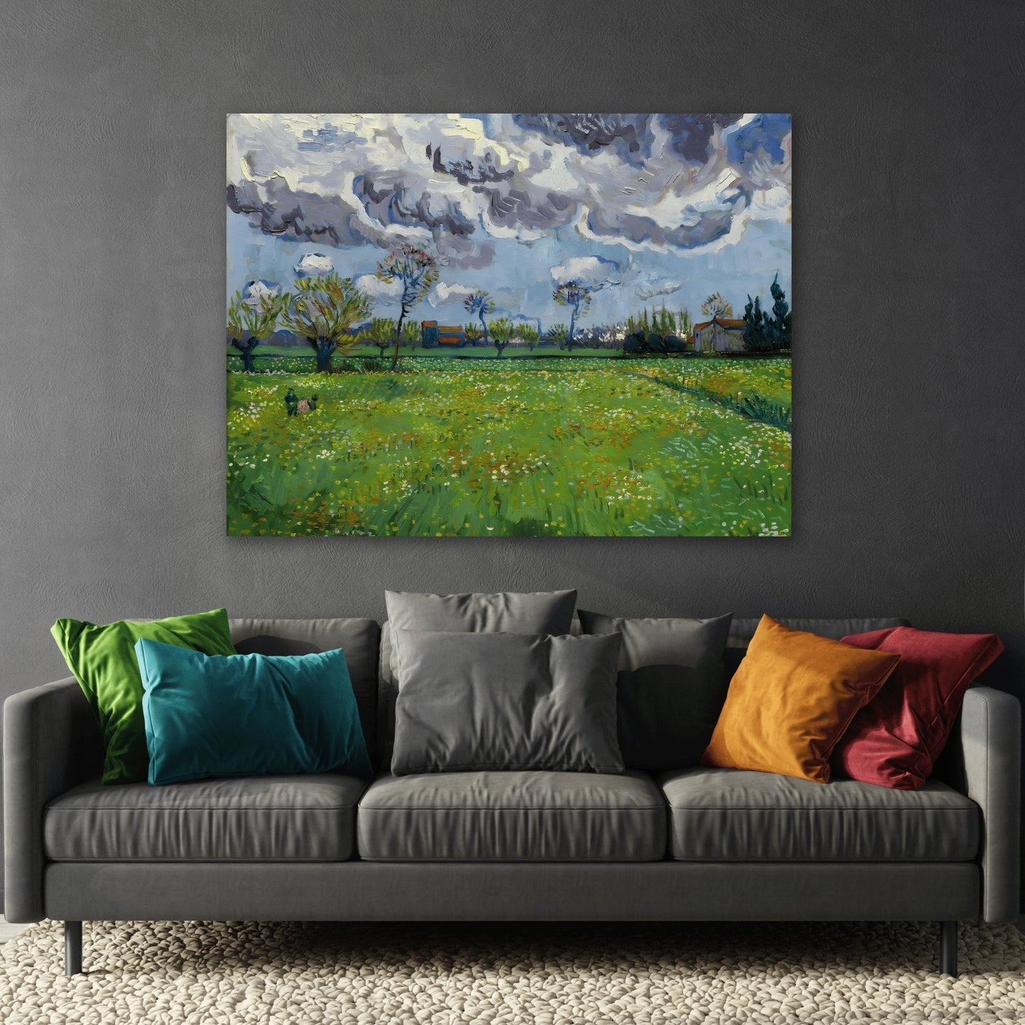 Van Gogh Landscape under a Turbulent Sky - Famous Canvas Wall Art Print