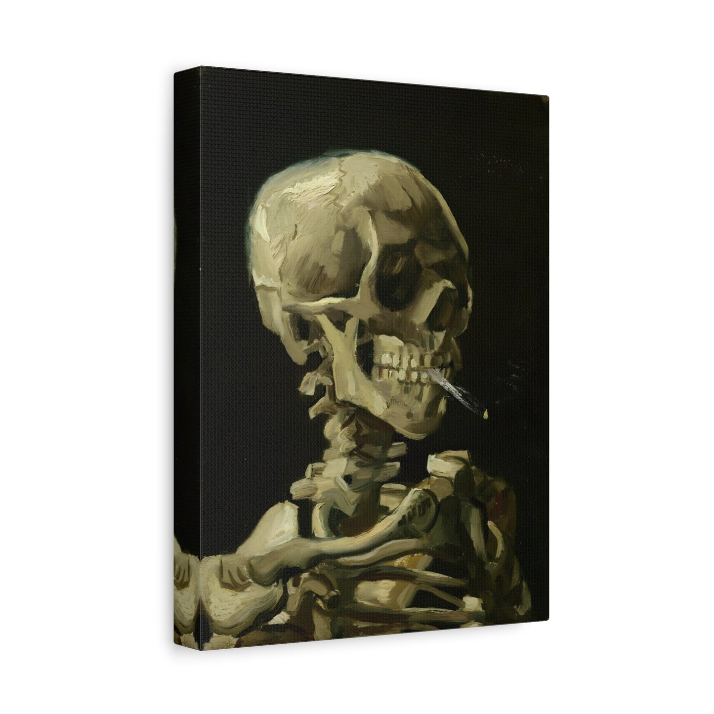 Van Gogh Skull of a Skeleton with Burning Cigarette - Famous Framed Canvas Wall Art Print