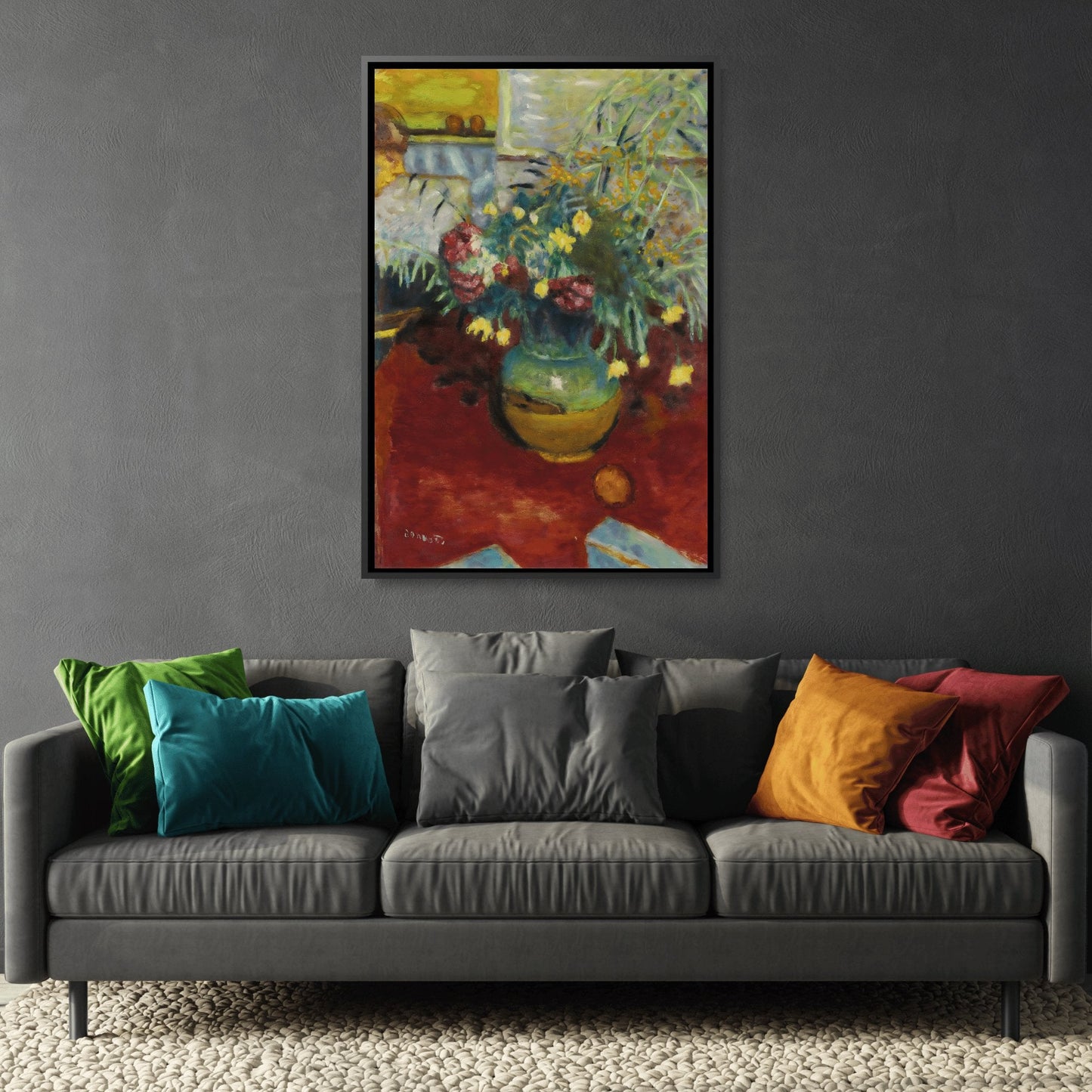 Vase of Flowers Wall Art - Framed Bonnard Canvas Print - YesArtYes