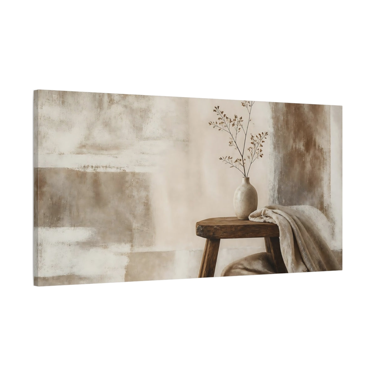 Main Mockup. Vase On Rustic Stool shown as canvas print