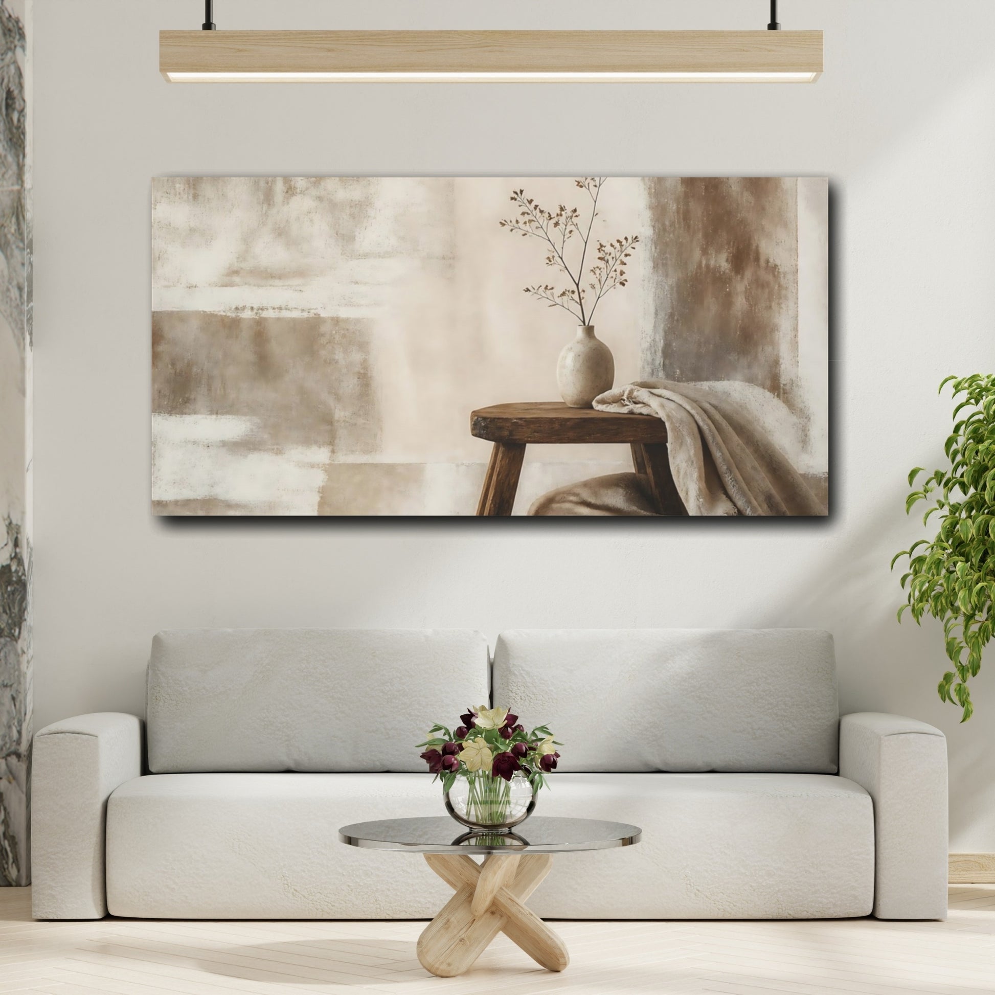 Mockup 2. Vase On Rustic Stool shown as canvas print