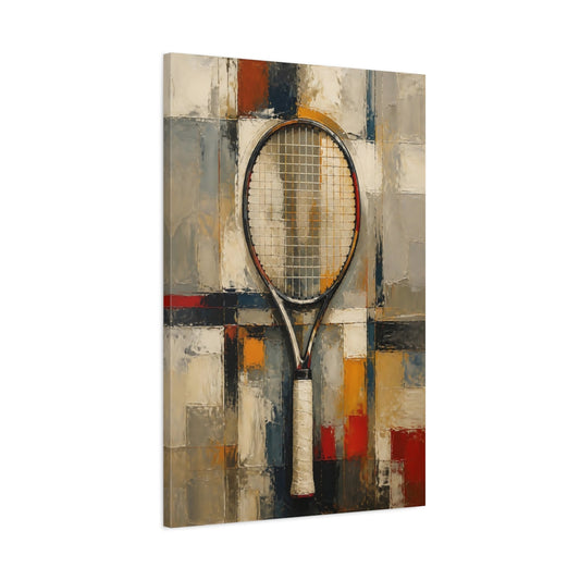 Main Mockup. Vertical Tennis Racket shown as canvas print