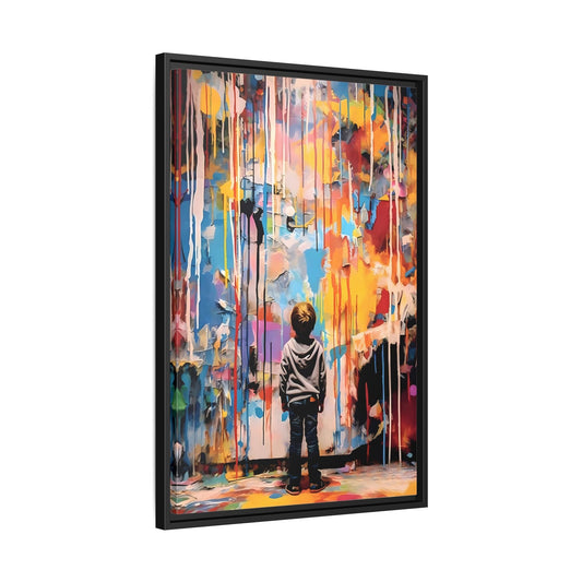 Vibrant Abstract Canvas Banksy Boy - Large Framed Wall Art