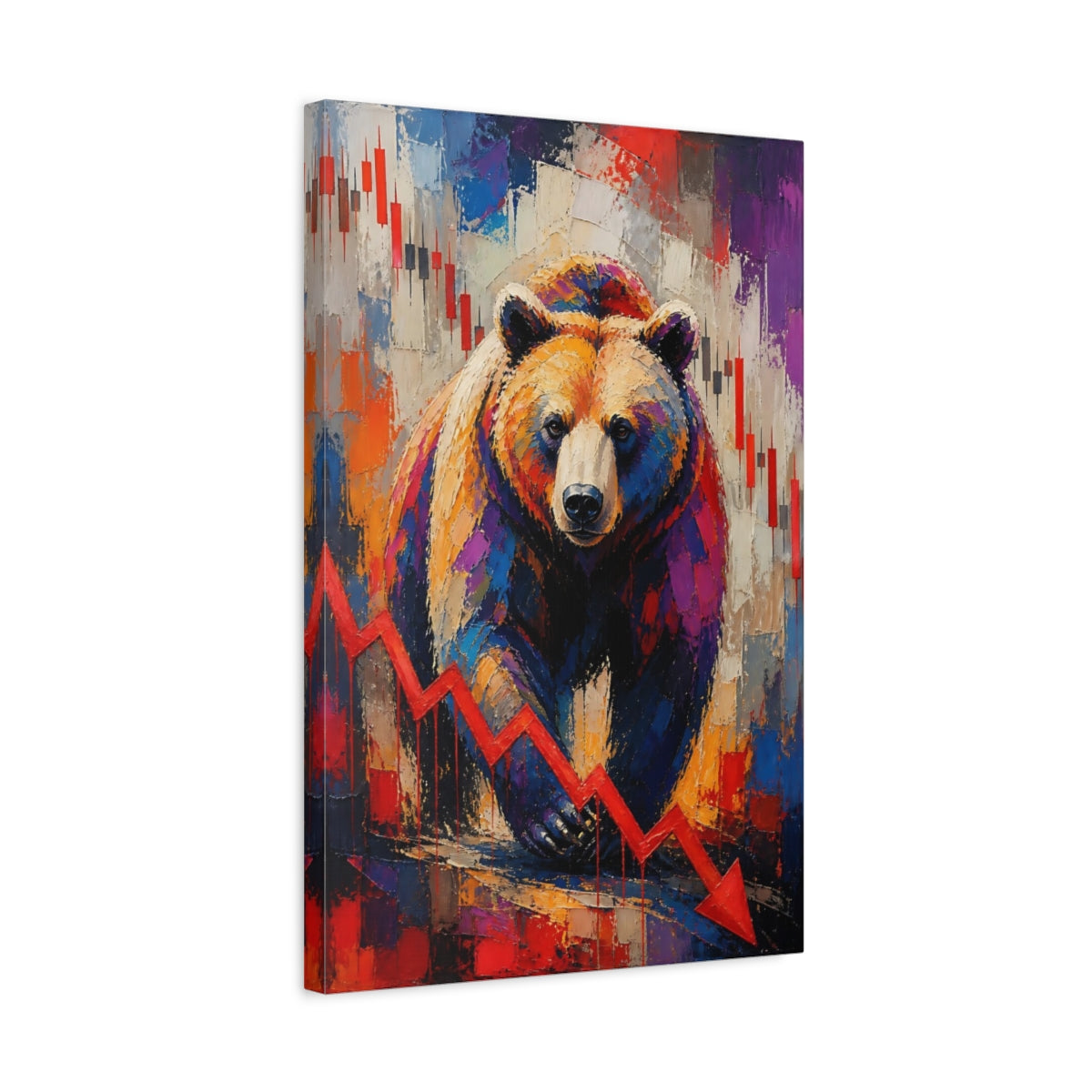 Side Mockup 3. Vibrant Bear Market shown as canvas print