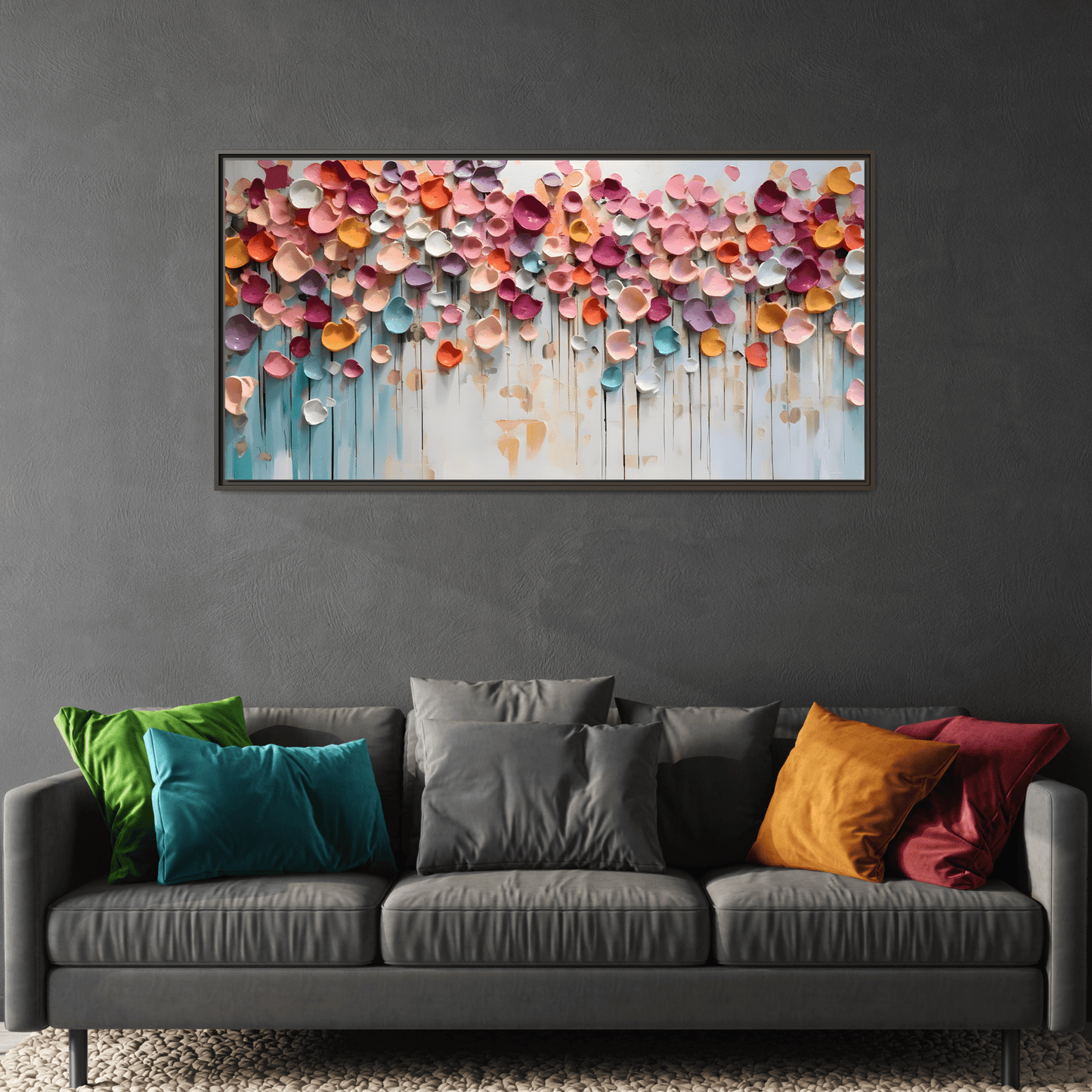 Vibrant Floral Canvas Wall Art - Extra Large Framed Home Decor - YesArtYes