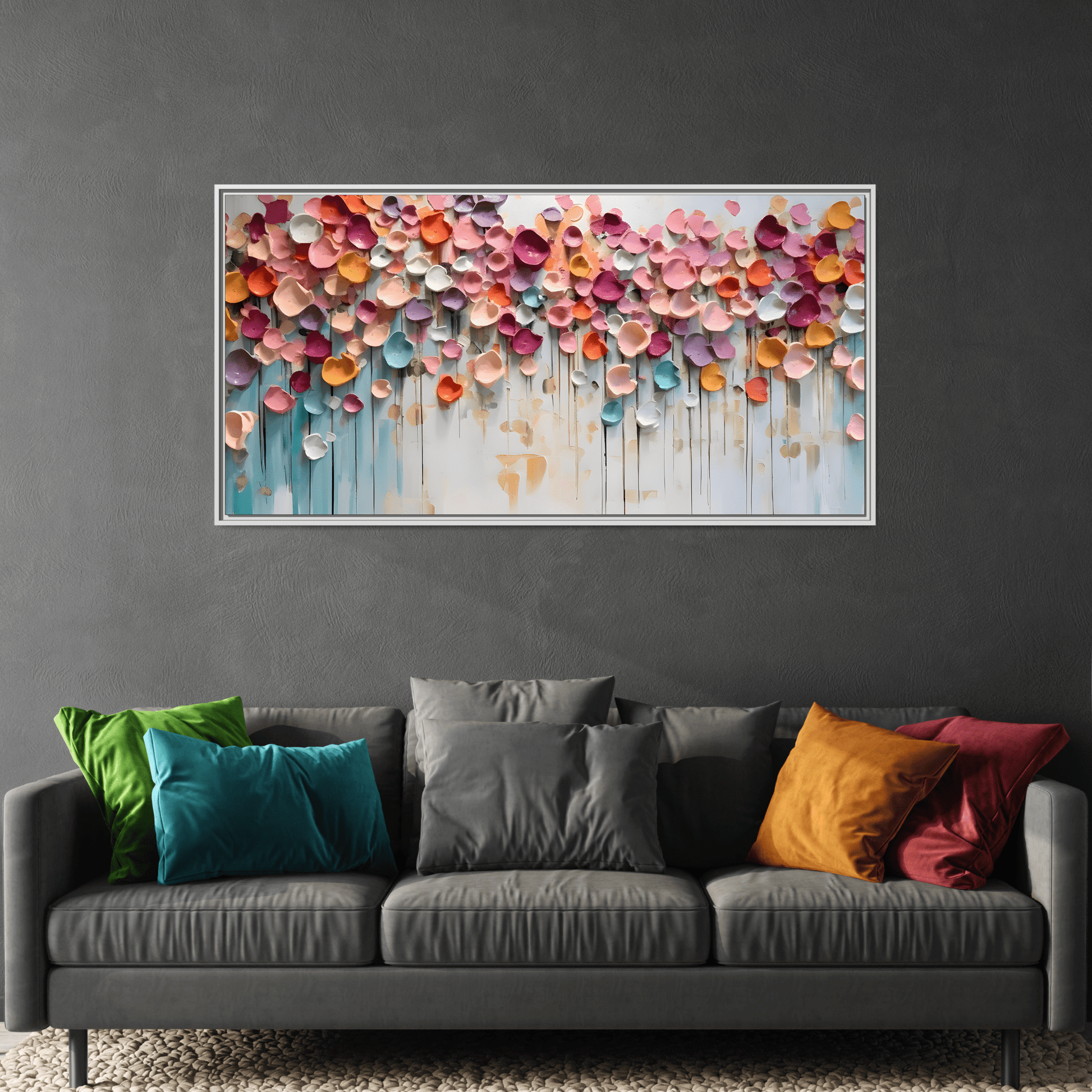 Vibrant Floral Canvas Wall Art - Extra Large Framed Home Decor - YesArtYes
