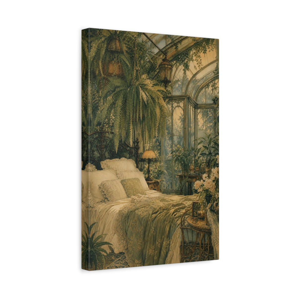 Side Mockup 4. Victorian Conservatory Bedroom shown as canvas print