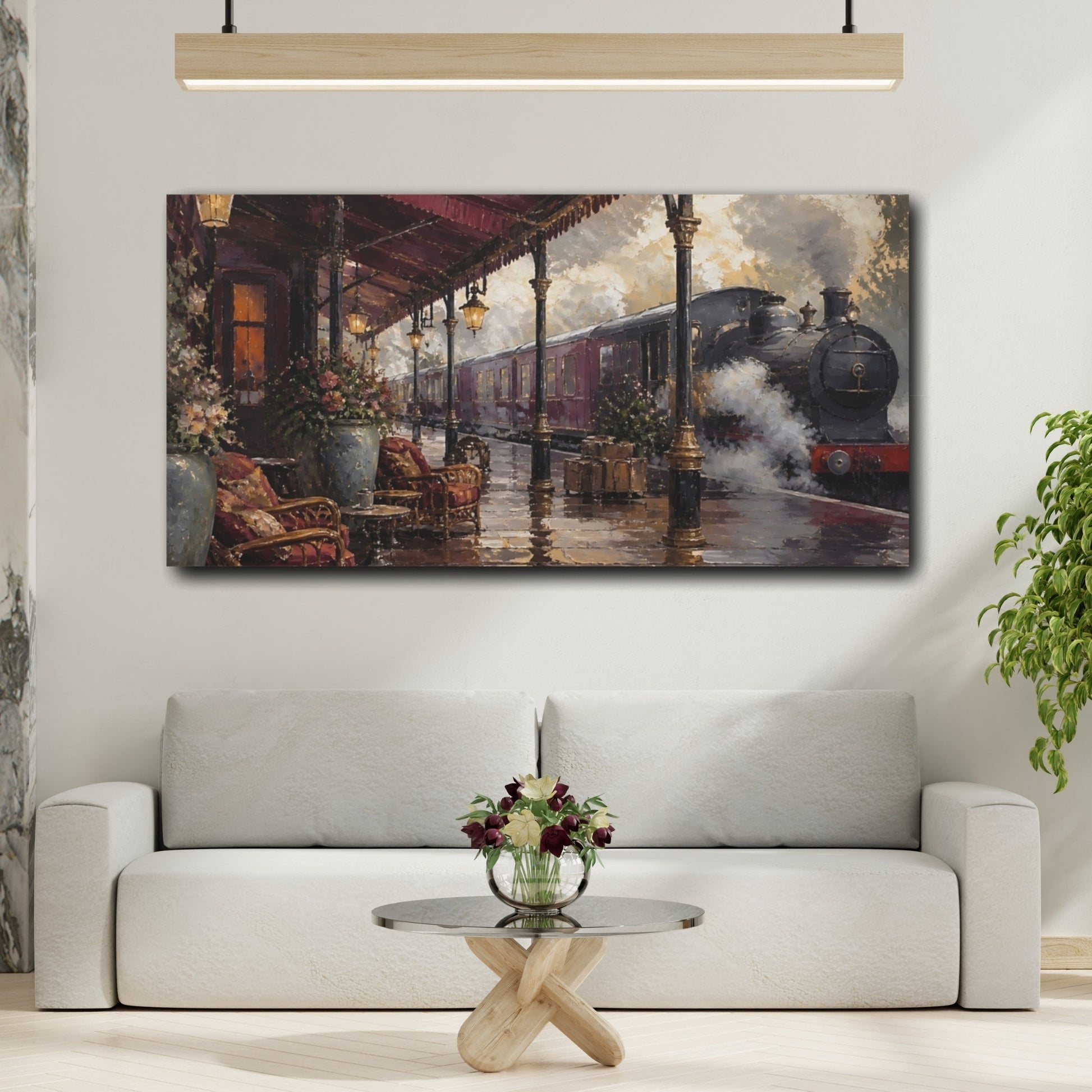 Mockup 2. Victorian Steam Train Station shown as canvas print
