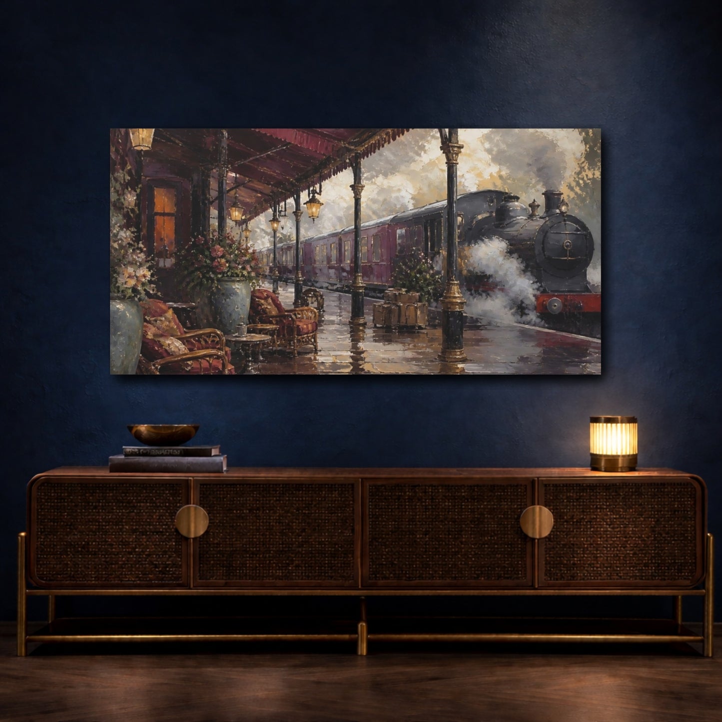 Mockup 4. Victorian Steam Train Station shown as canvas print
