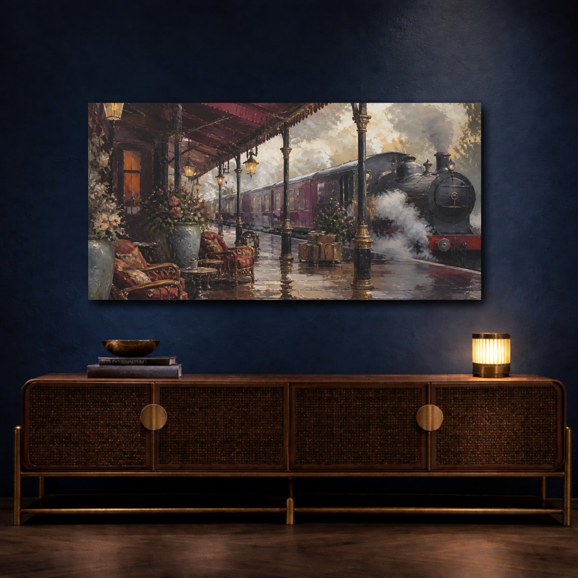 Mockup 4. Victorian Steam Train Station shown as canvas print