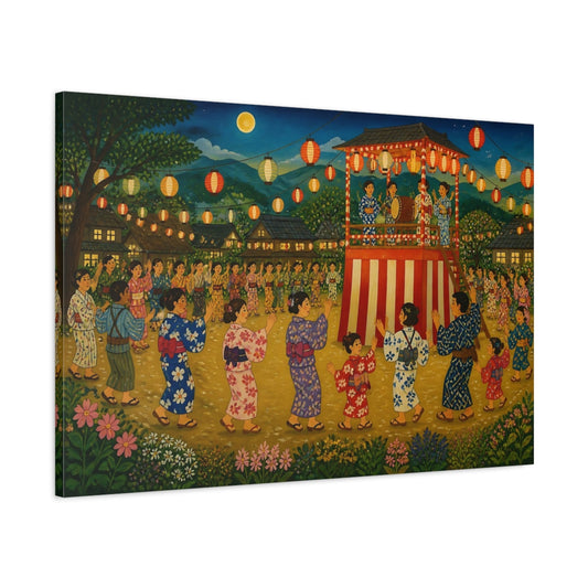 Main Mockup. Village Bon Odori Dance shown as canvas print